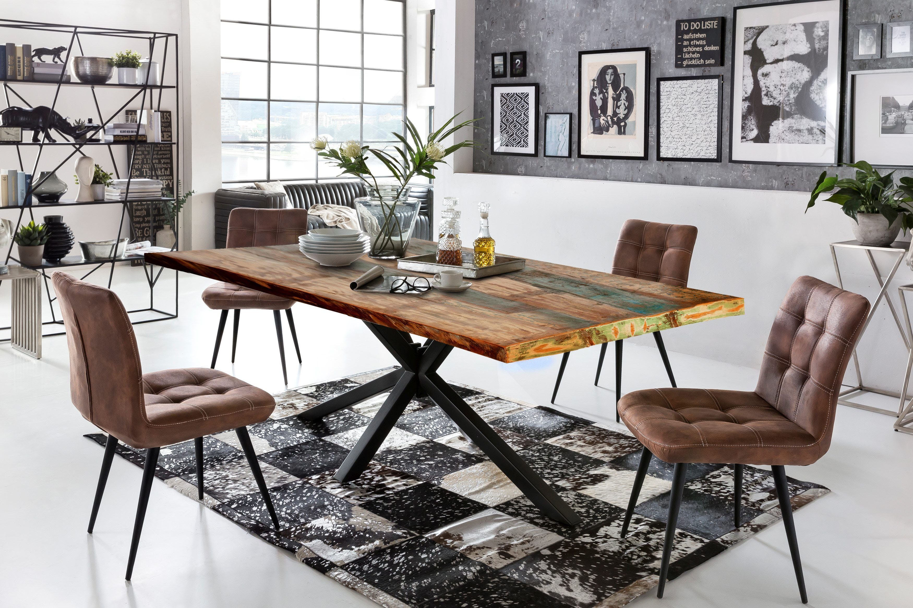 SIT Tafelblad van gerecycled gebruikt hout, in vintage-look