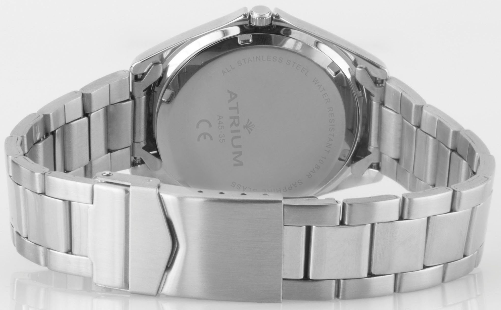 Atrium Kwartshorloge Horloge, herenhorloge, dameshorloge, saffierglas, stalen armband