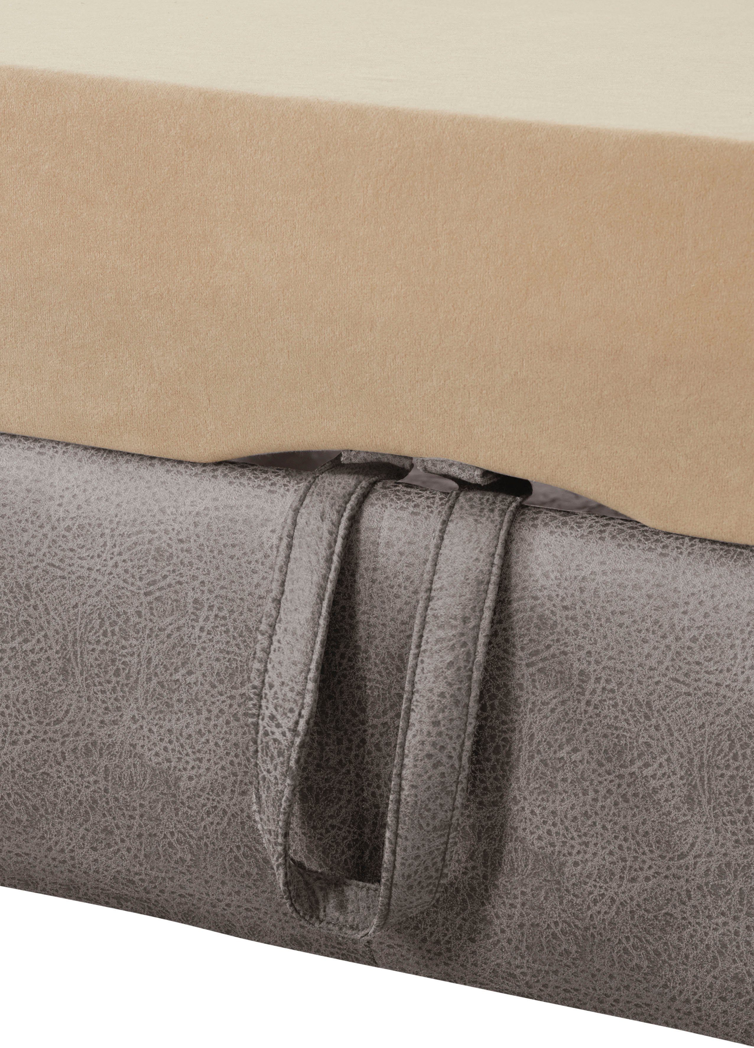 exxpo - sofa fashion Hoekbank Enya, uitgebreide afwerking, hoog zitcomfort, comfortabel, L-vorm inclusief verstelbare hoofdsteun, naar keuze met slaapfunctie en bedkist