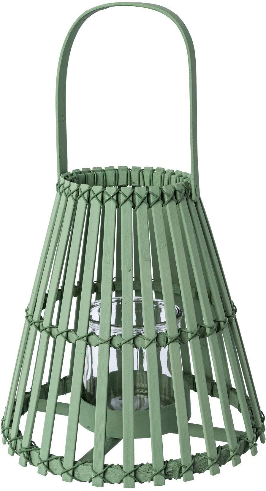 Creativ home Windlicht Kaarslantaarn bamboe Kaarsenhouder met handvat (1 stuk)