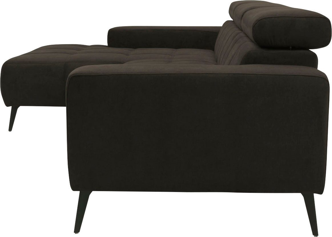 DOMO collection Hoekbank Trento L-vorm, met sledevoet of enkele voet naar keuze met verstelbare hoofdsteun, récamier links/rechts bestelbaar