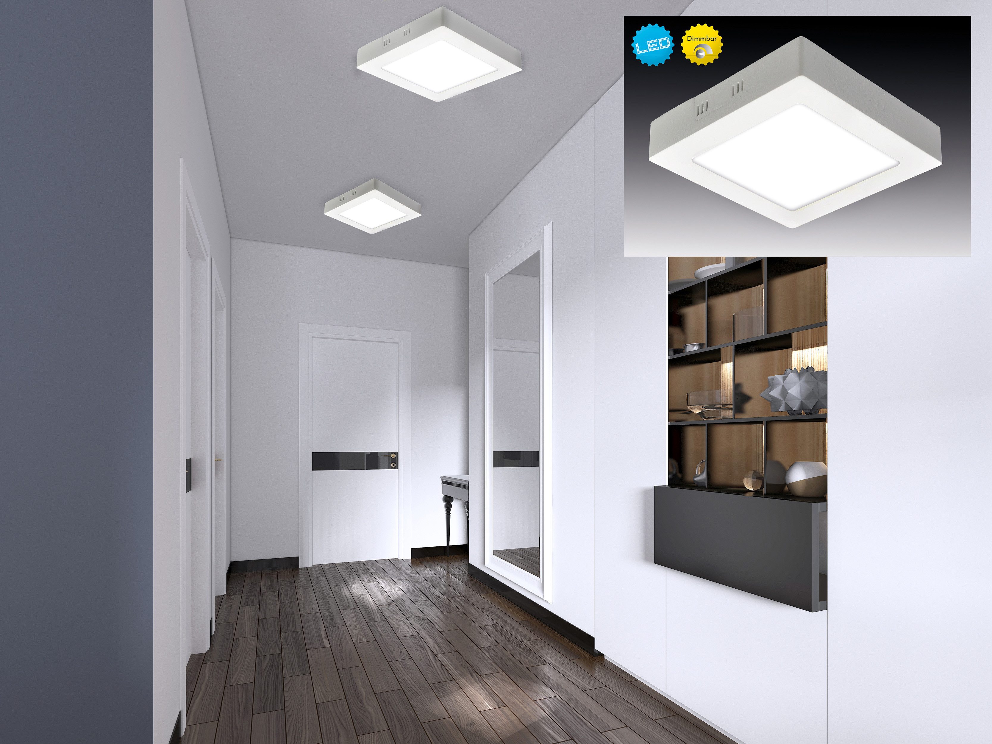 näve Led-paneel Dimplex Opbouwpaneel vierkant wit, dimbaar, faseaan- en afsnijding, 17,2x17,2cm (1 stuk)