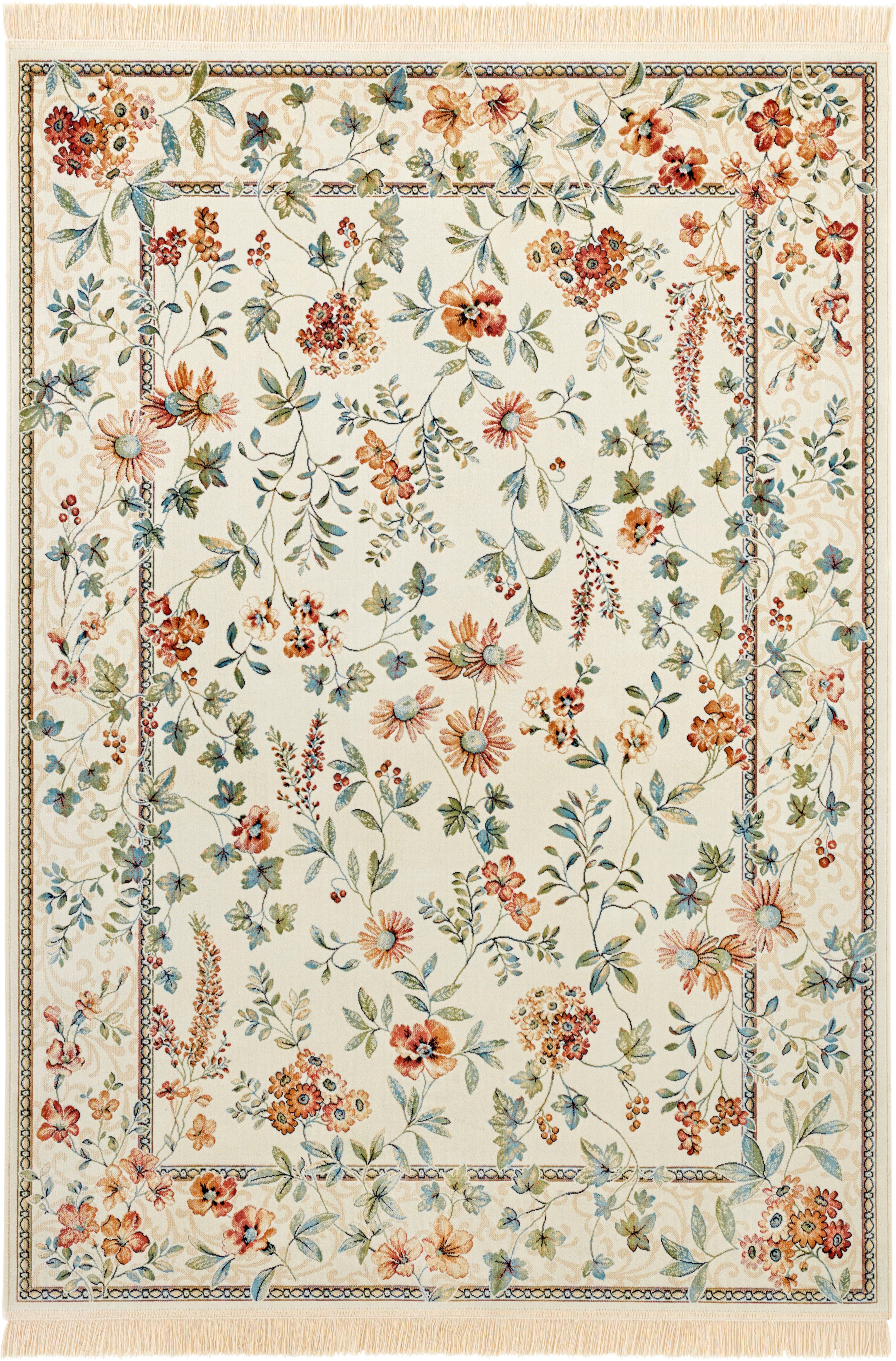 NOURISTAN Vloerkleed Orient Flowers Oriëntaals met franje, oriënt, woonkamer, slaapkamer, eetkamer