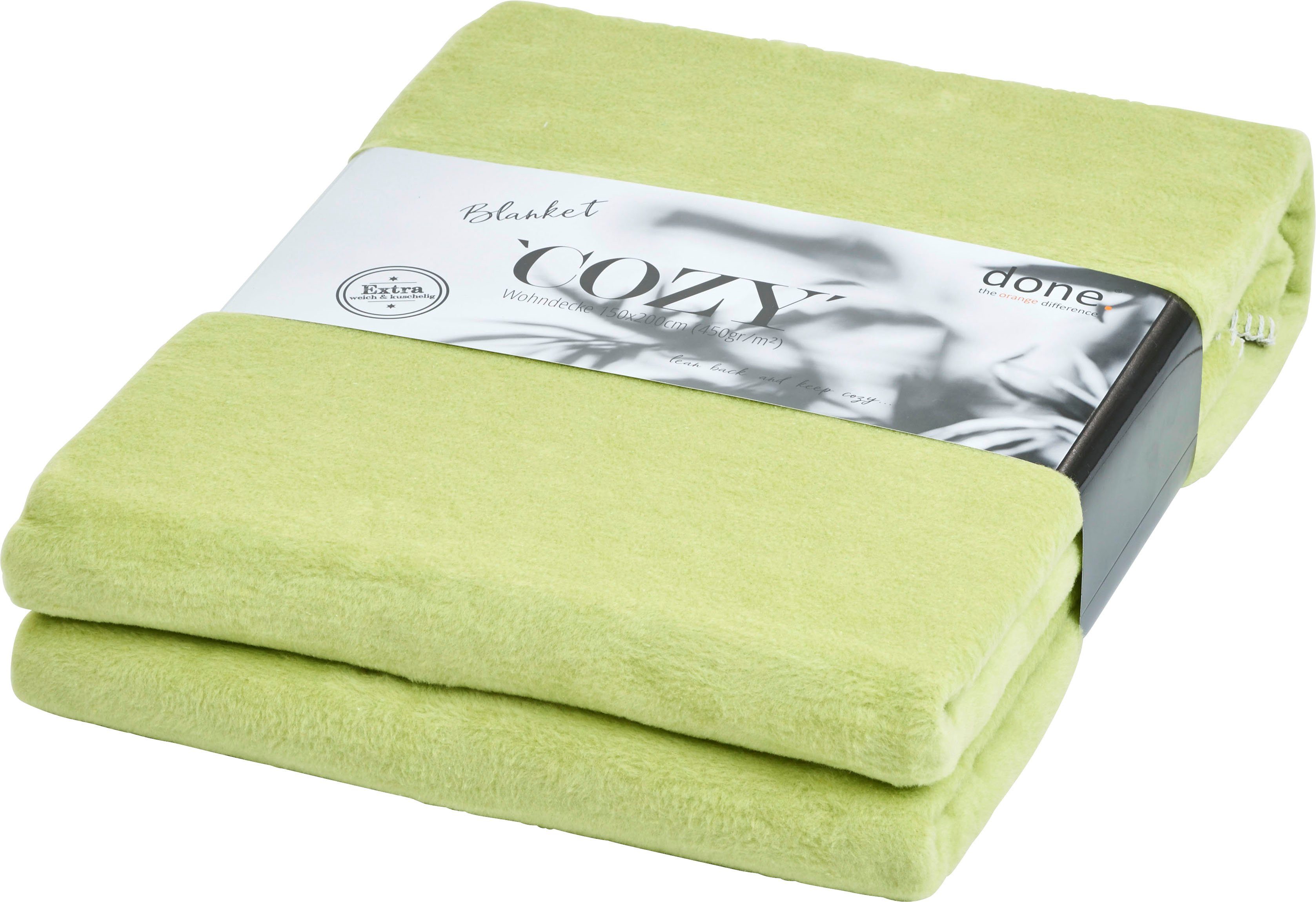 done.® Deken COZY afgehechte siersteek, katoen, unikleur