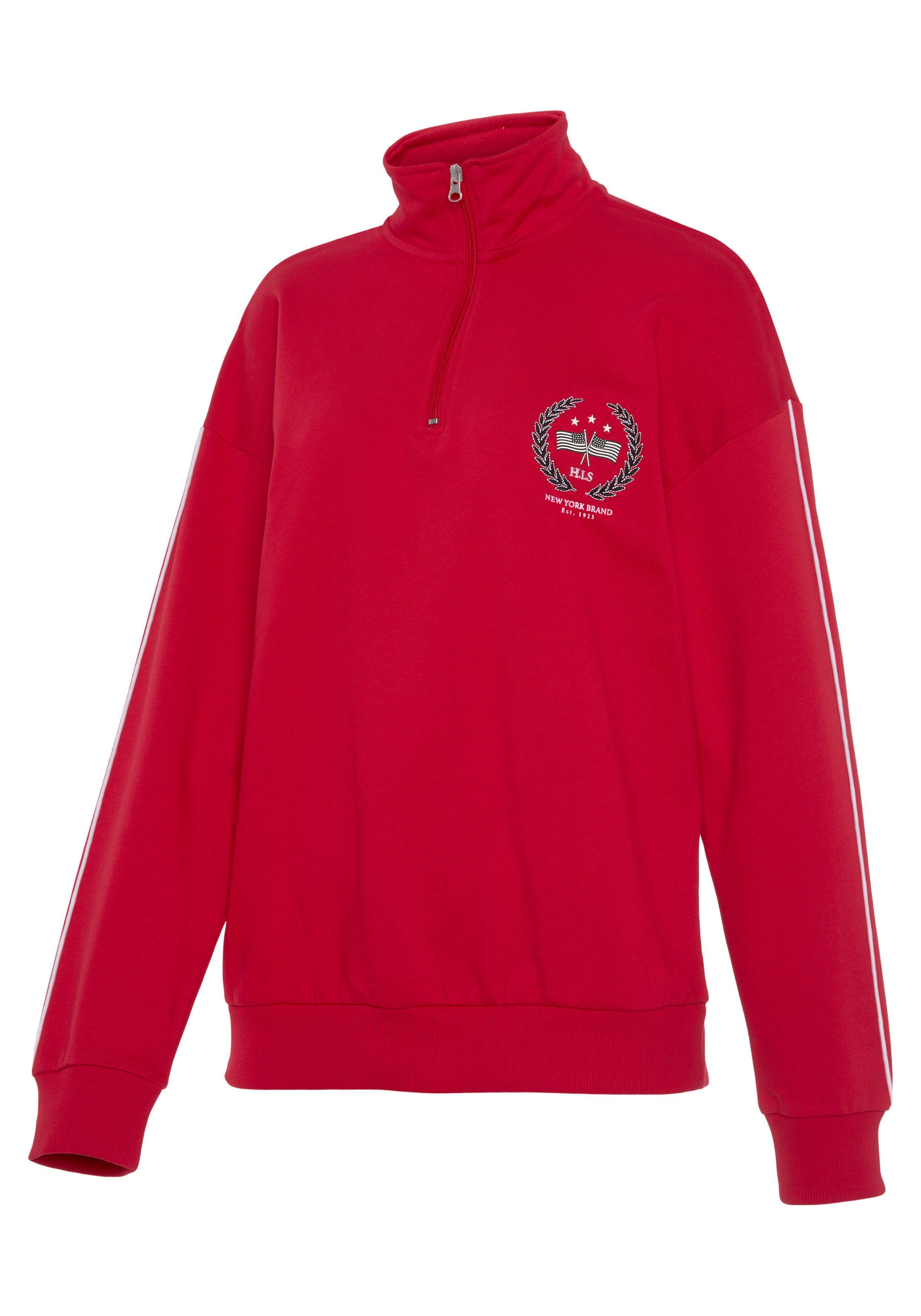 H.I.S Sweatshirt Loungeshirt met troyer-kraag en borduursel, loungeanzug