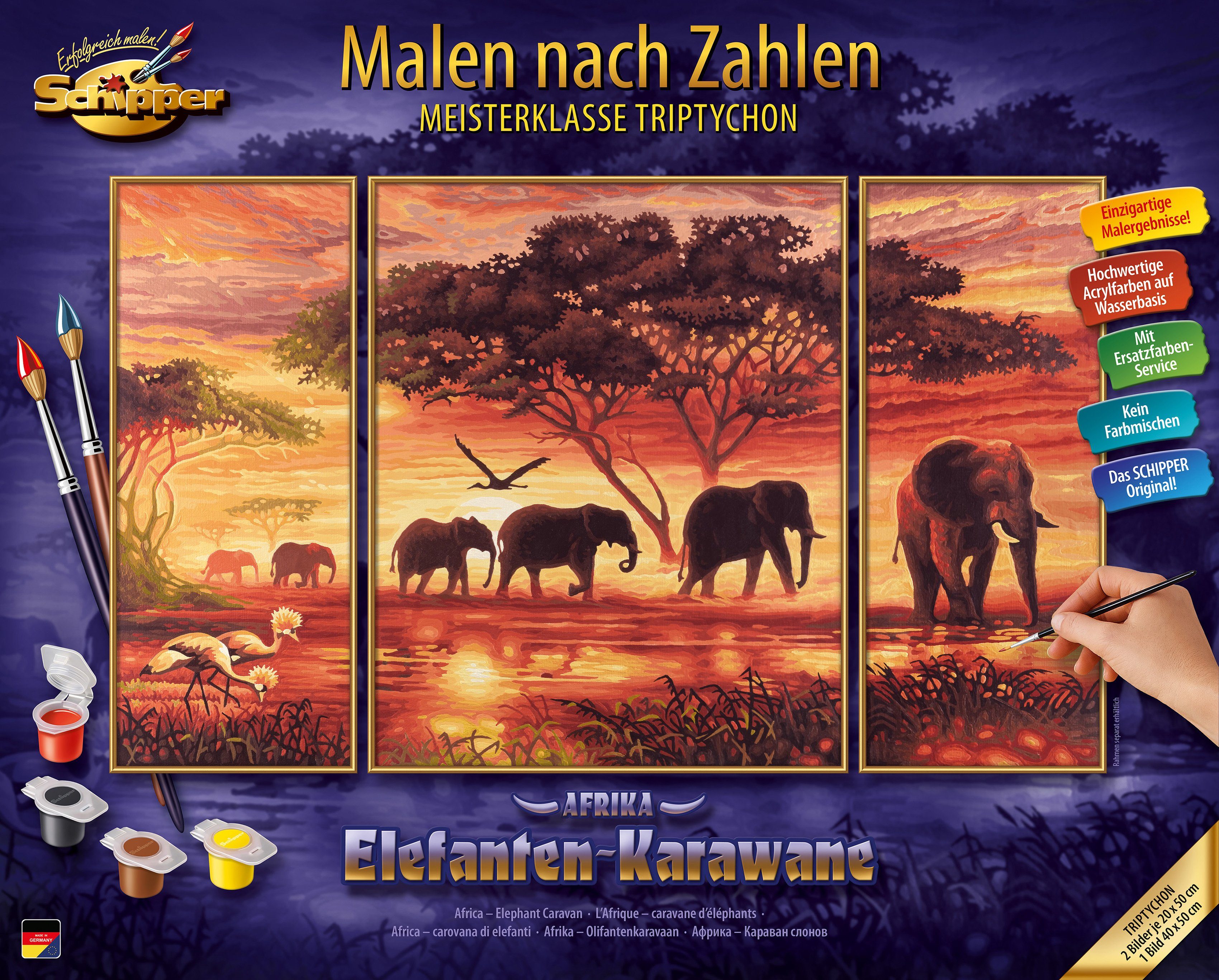school ochtendgloren kroon Schipper Schilderen op nummer Meesterklasse Drieluik - olifanten karavaan  Made in Germany online verkrijgbaar | OTTO