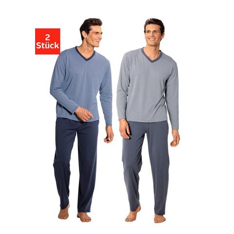 NU 20% KORTING: le jogger® Pyjama in het garen geverfde strepen (Set van 2)