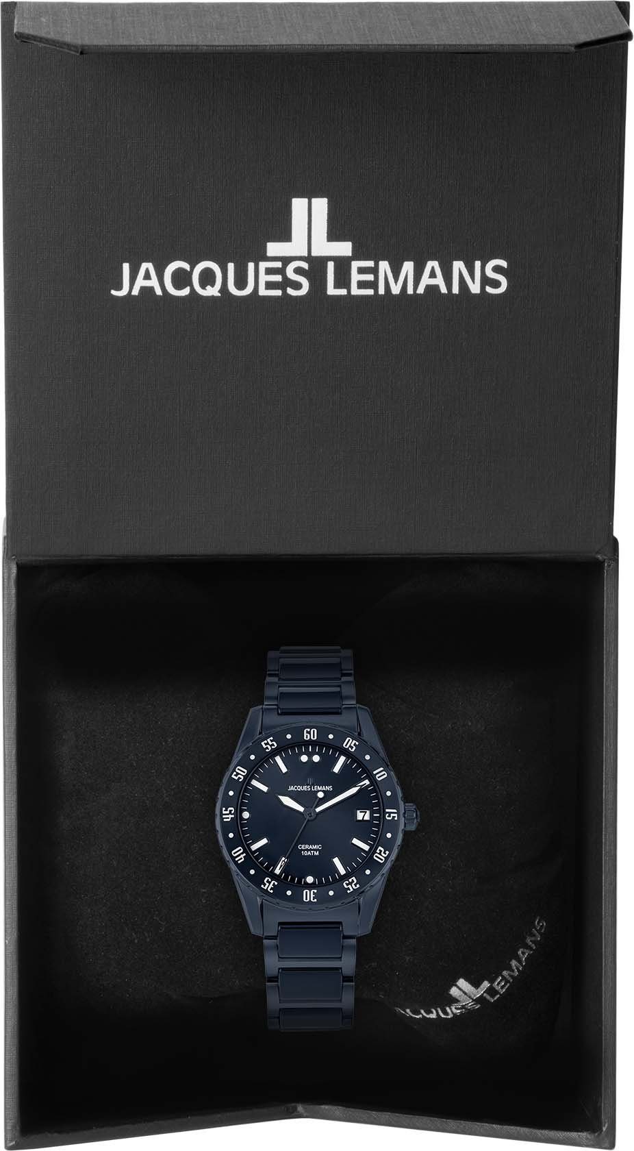 Jacques Lemans Keramisch horloge Liverpool, 42-12E Quartz horloge, armbanduhr, dameshorloge, datum, roestvrijstalen band, keramiek