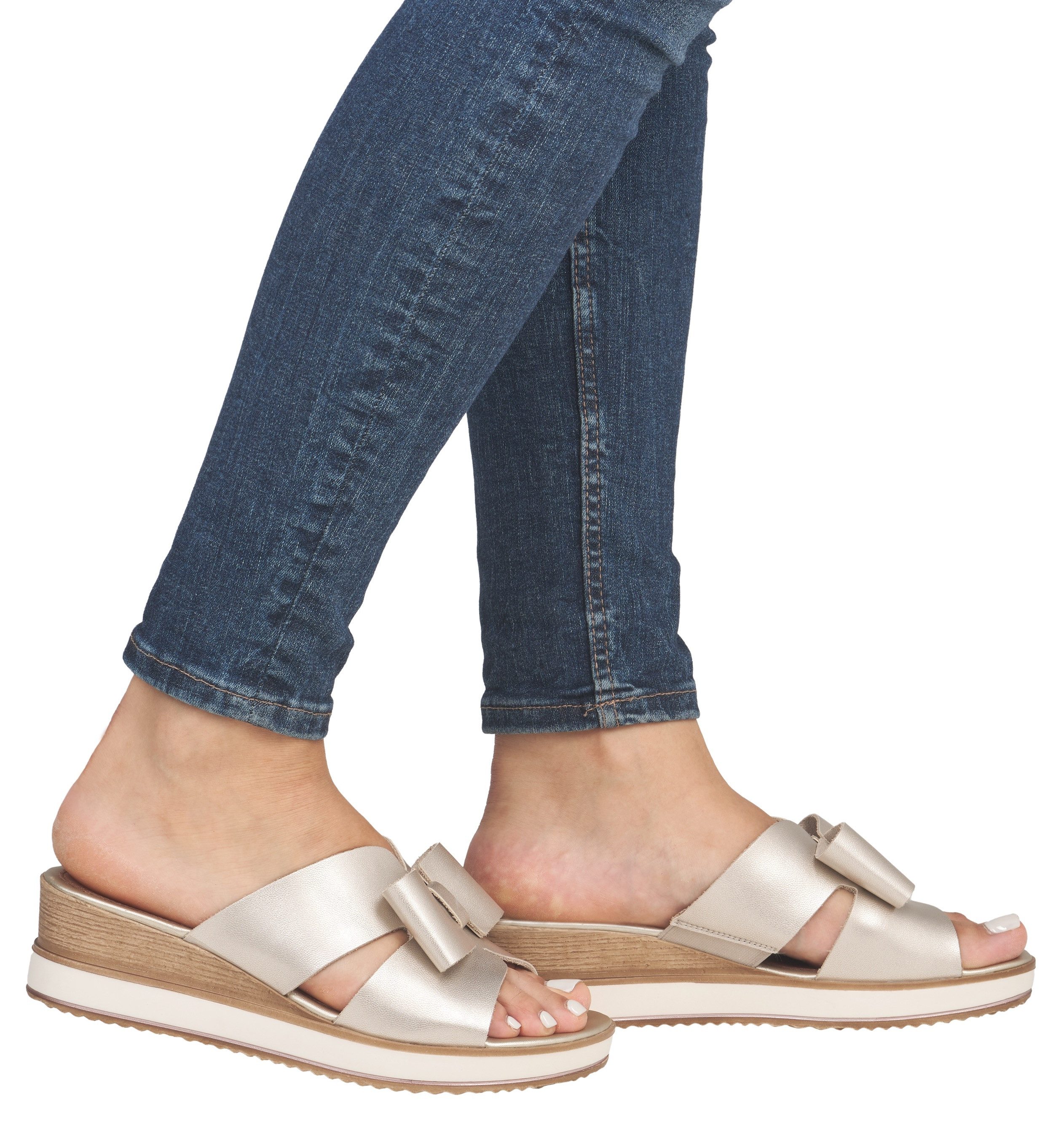 Remonte Slippers , sleehak, zomerschoen met mooie sierstrik