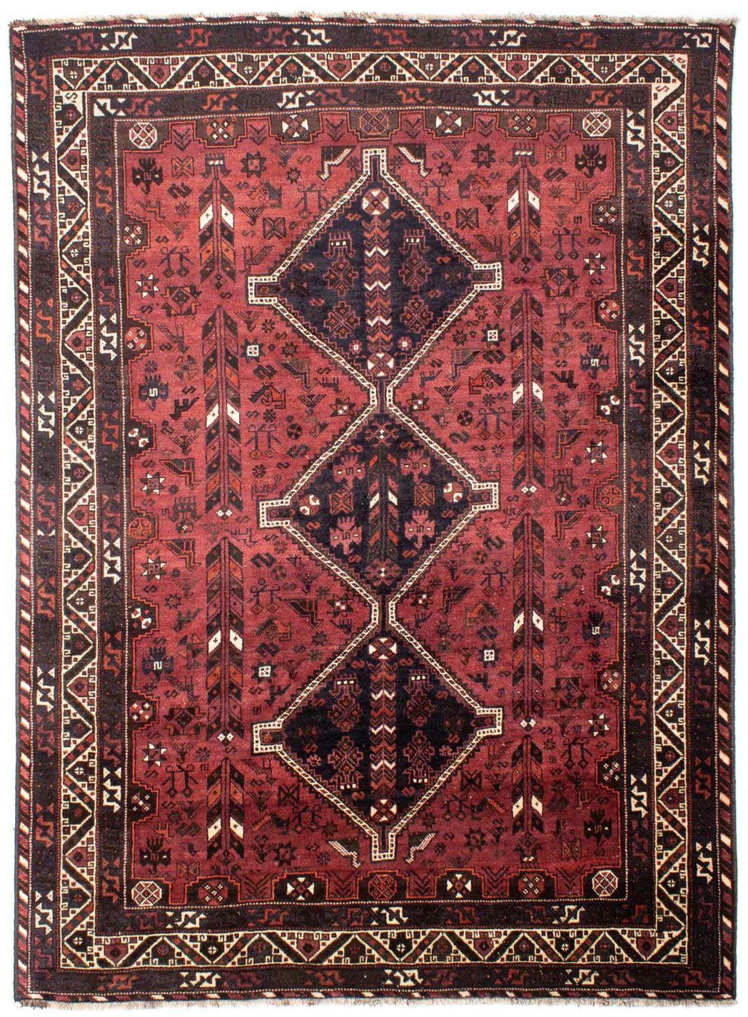 morgenland Wollen kleed Shiraz medaillon rosso 257 x 205 cm Uniek exemplaar met certificaat