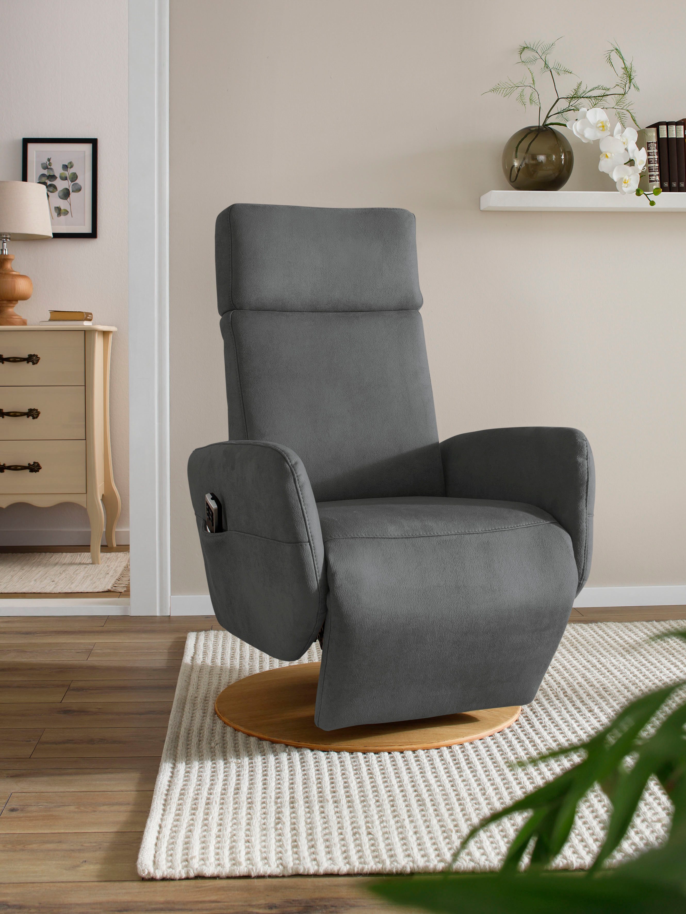 sit&more Relaxfauteuil Cobra naar keuze met 2 motoren, 2 motoren en accu of met 2 motoren tv-fauteuils maat Luxe-microvezel vintage grijs