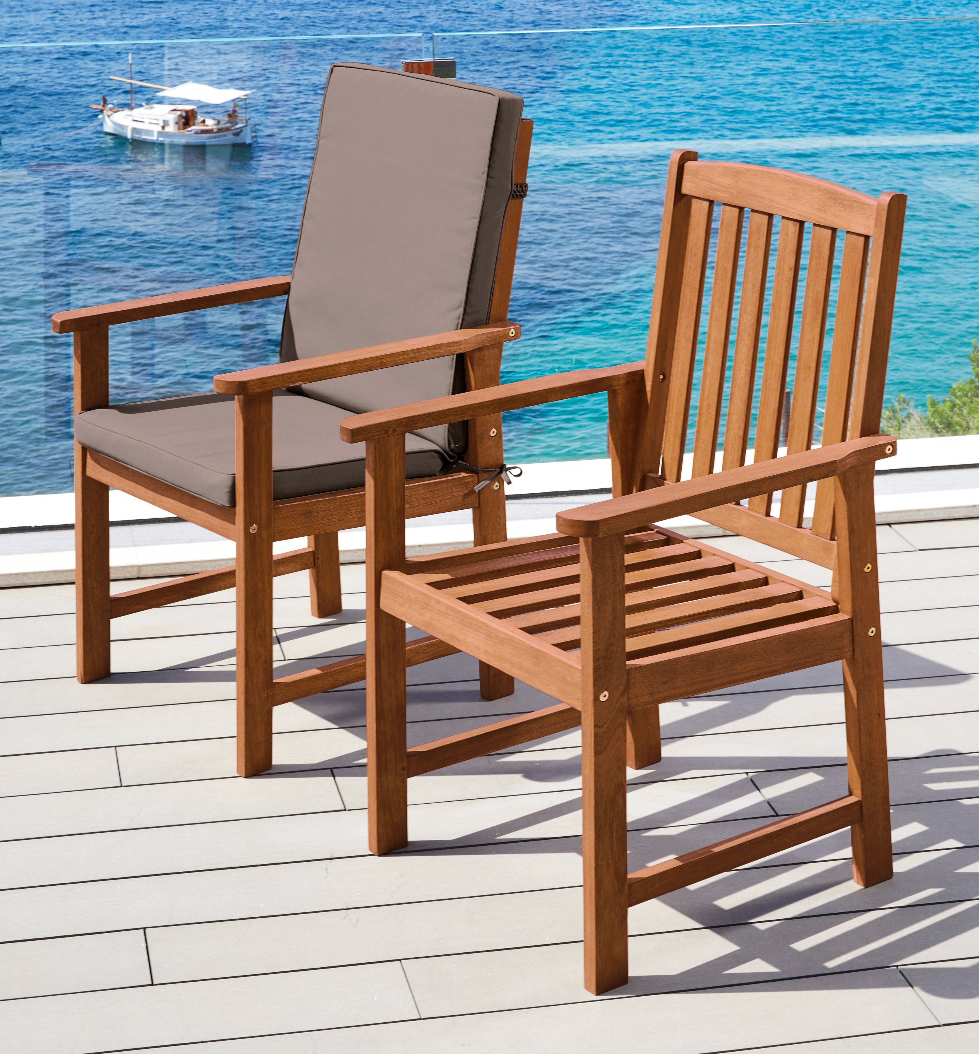 MERXX Tuinstoel Montana set van 2, aluminium/textiel, bruin, incl. kussens (set, 2 stuks) tuinstoelen bruin