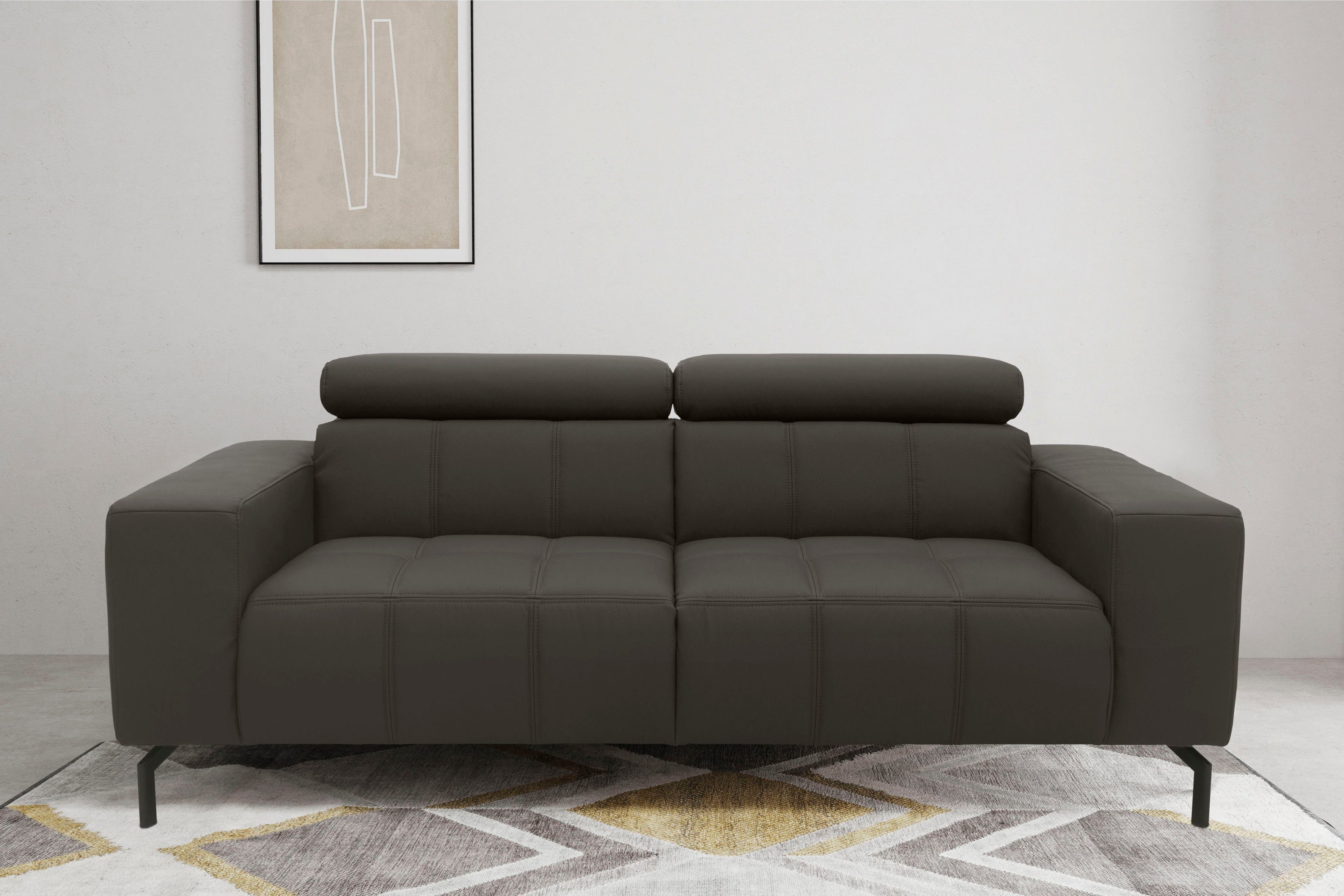 DOMO collection 2,5-zitsbank Cunelli tijdloos en elegant, moderne zitnaden als designelement,