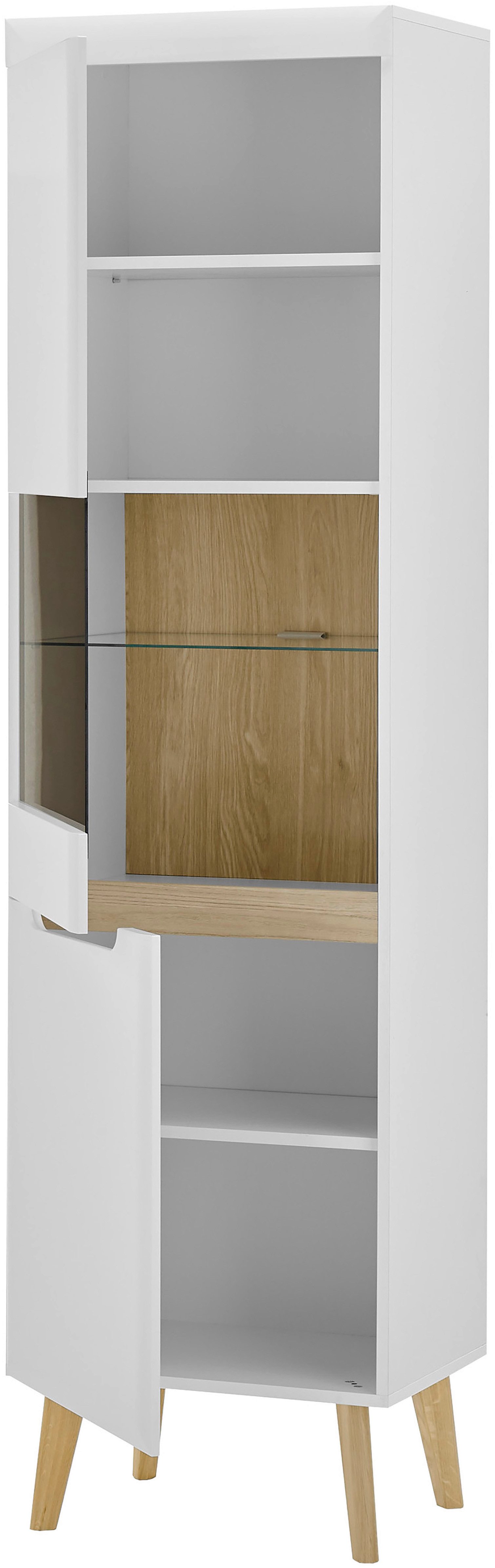 INOSIGN Wandmeubel Torge, wandmeubel, kastwand, mediawand, woonkamer-set bevat 1 vitrine, 1 lowboard, 1 highboard + 1 wandplank, 360 cm breed (set, 4-delig)