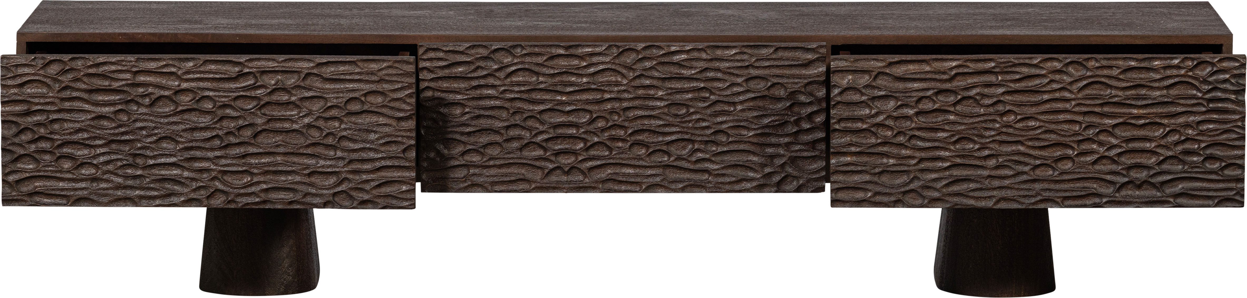 WOOOD Tv-meubel Crumble TV-dressoir van mangohout, drie lades, h 40 cm x b 180 cm x d 40 cm