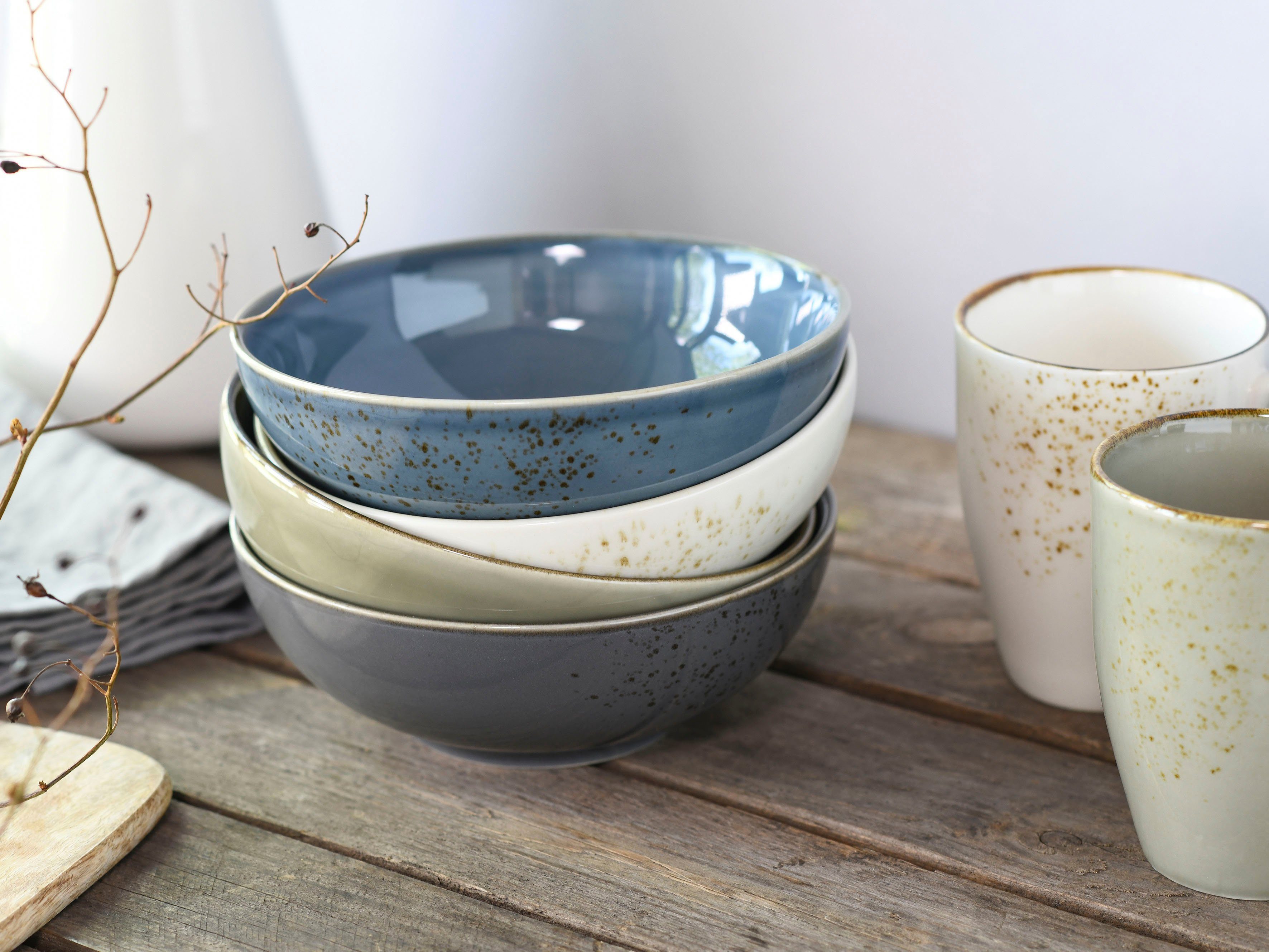 CreaTable Combi-servies Servies-set NATURE COLLECTION Nordic Style Servies, ambachtelijke look, 16 delen, voor 4 personen (set, 16-delig)