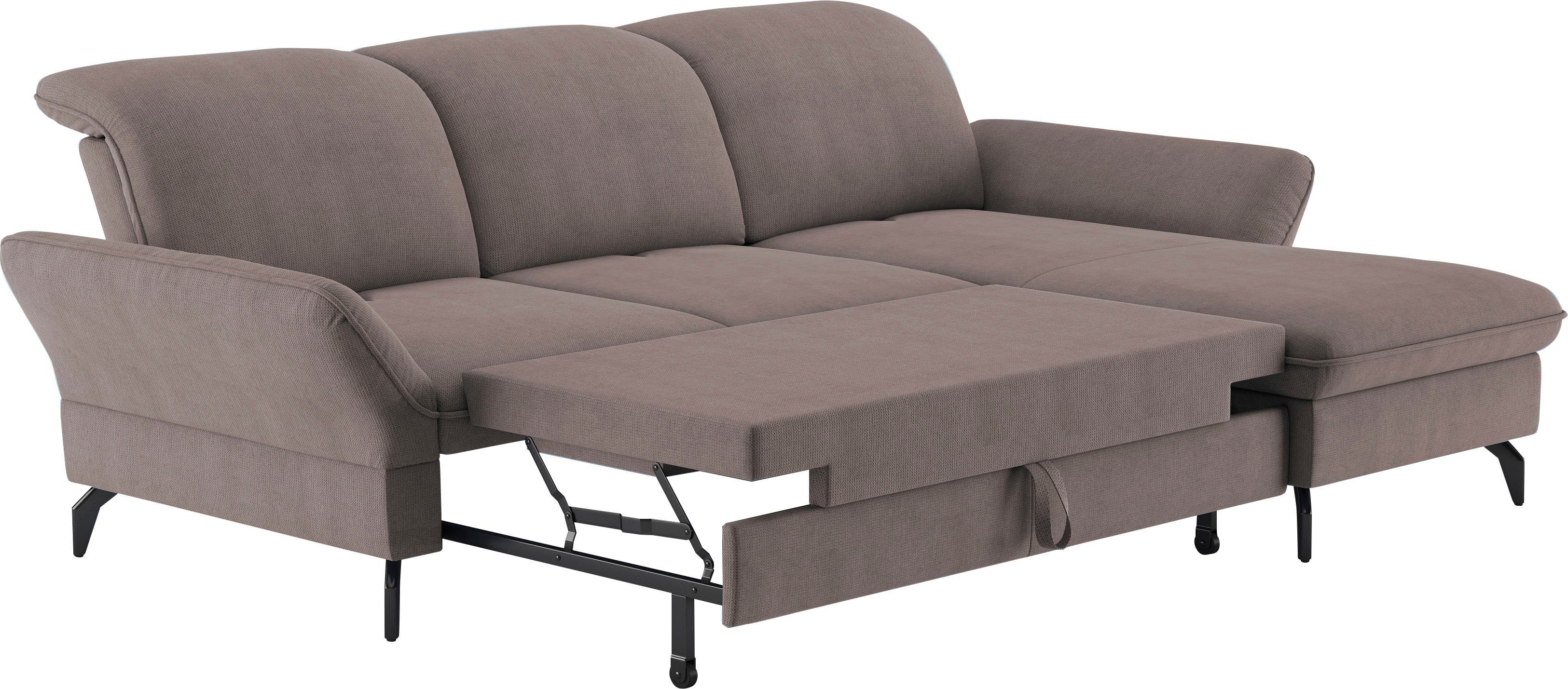 sit&more Hoekbank Leandro L-vorm Naar keuze met bed, hoofdbord en armleuningfunctie, en bedkist