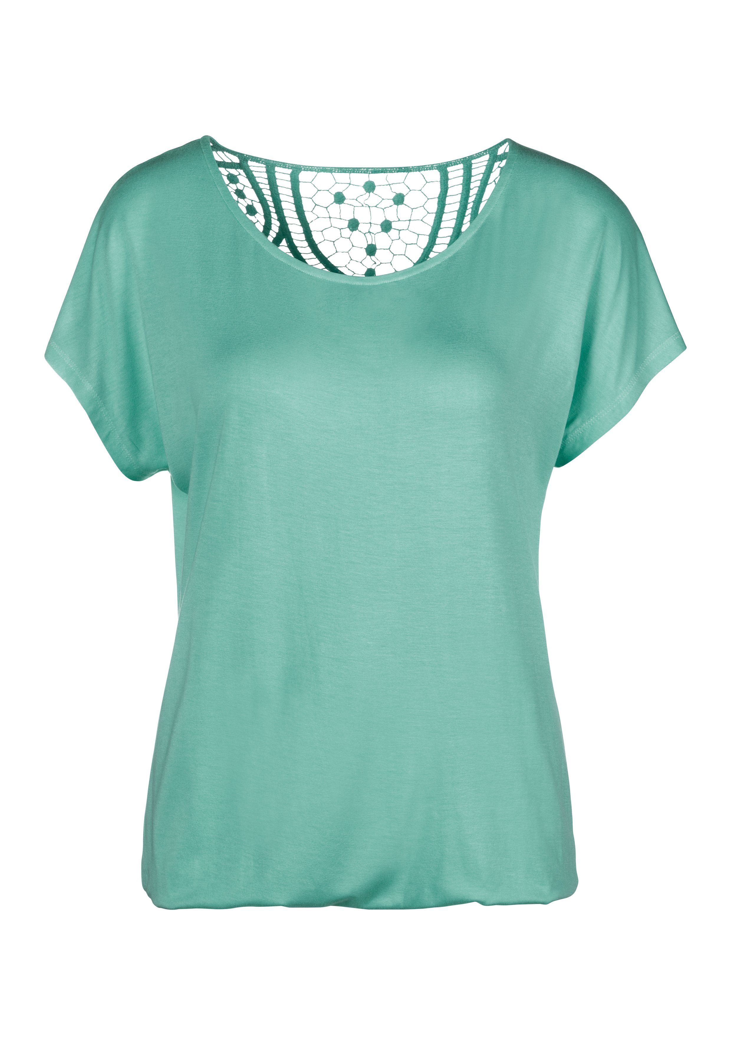 vivance t-shirt met zachte gehaakte kant op de rug groen