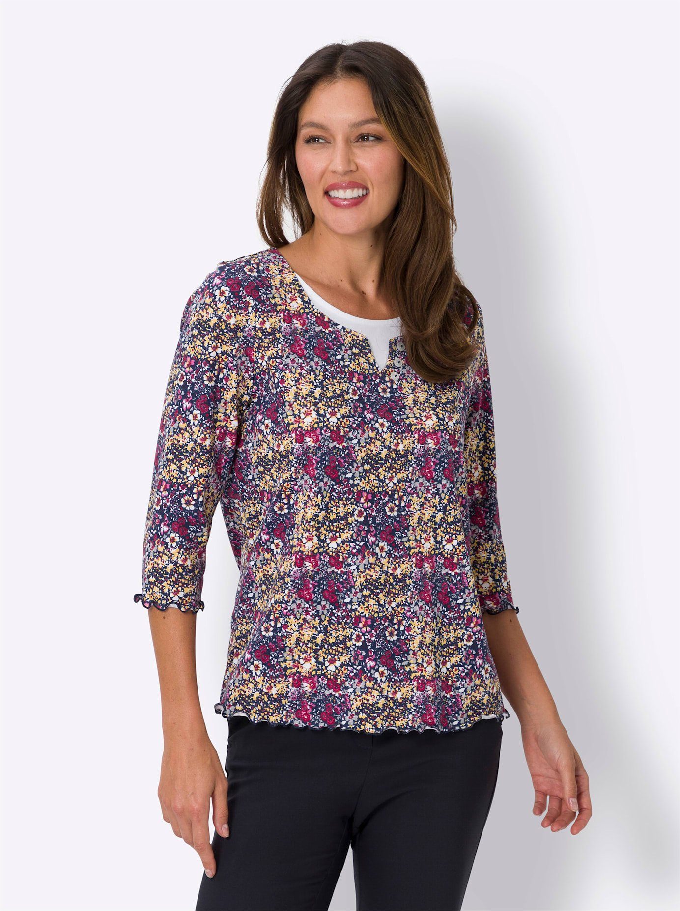 Classic Basics 2-in-1-shirt Shirt met 3/4-mouwen (1-delig)