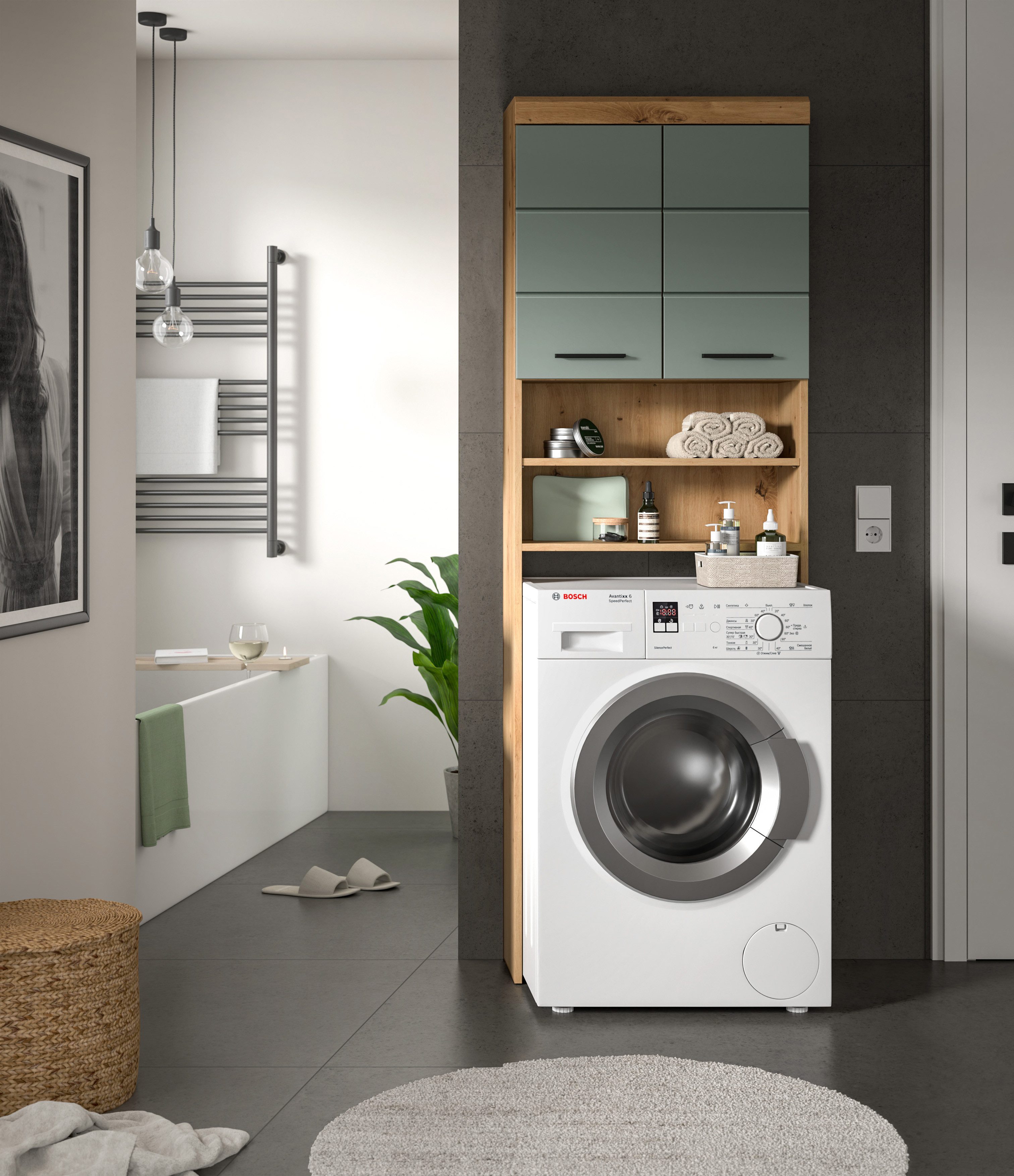 INOSIGN Kast voor wasmachine Siena, breedte 63 cm, voor wasmachine & droger, 2 deuren, MDF-front