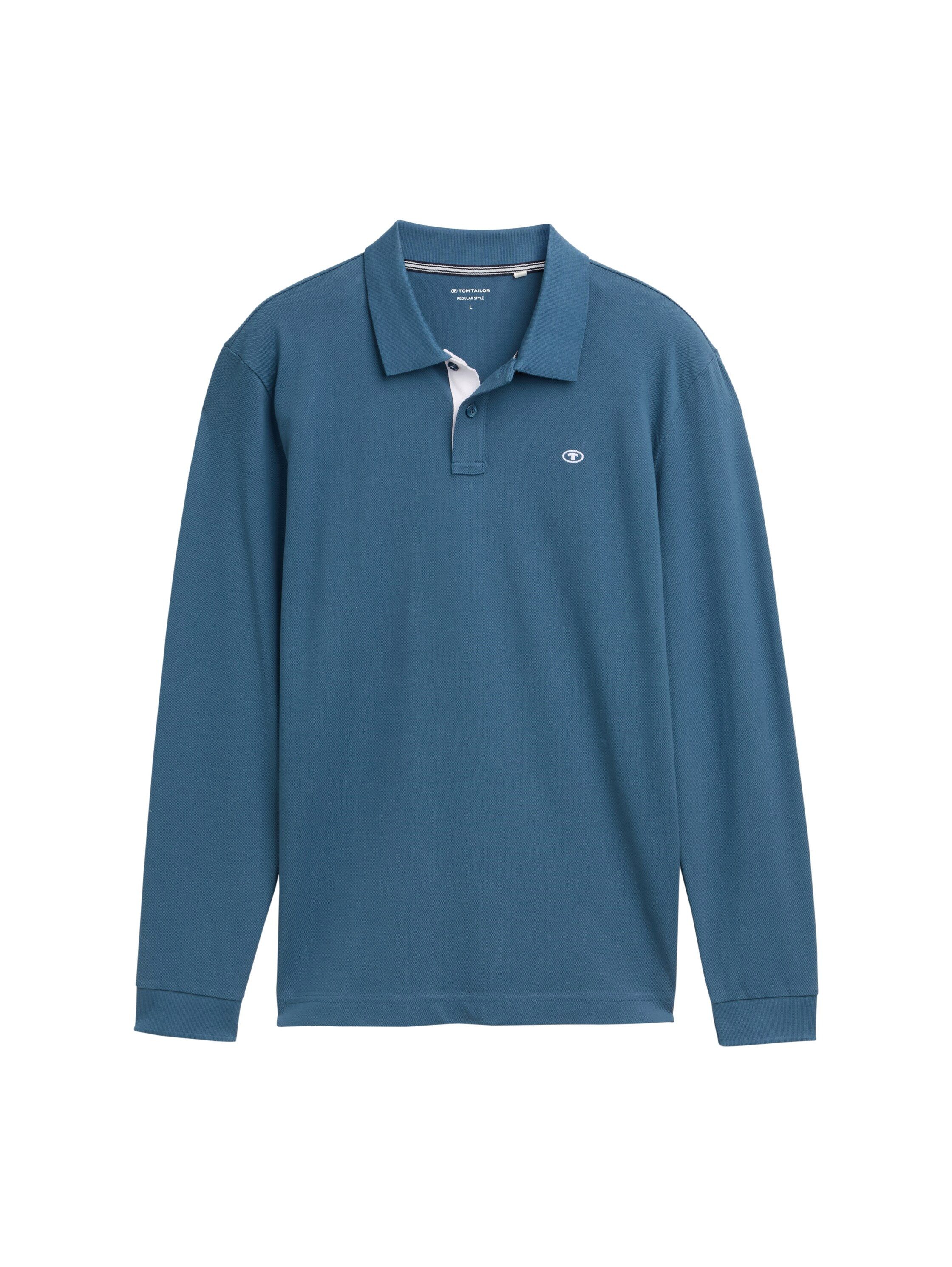 Tom Tailor Poloshirt met lange mouwen met logoborduursel