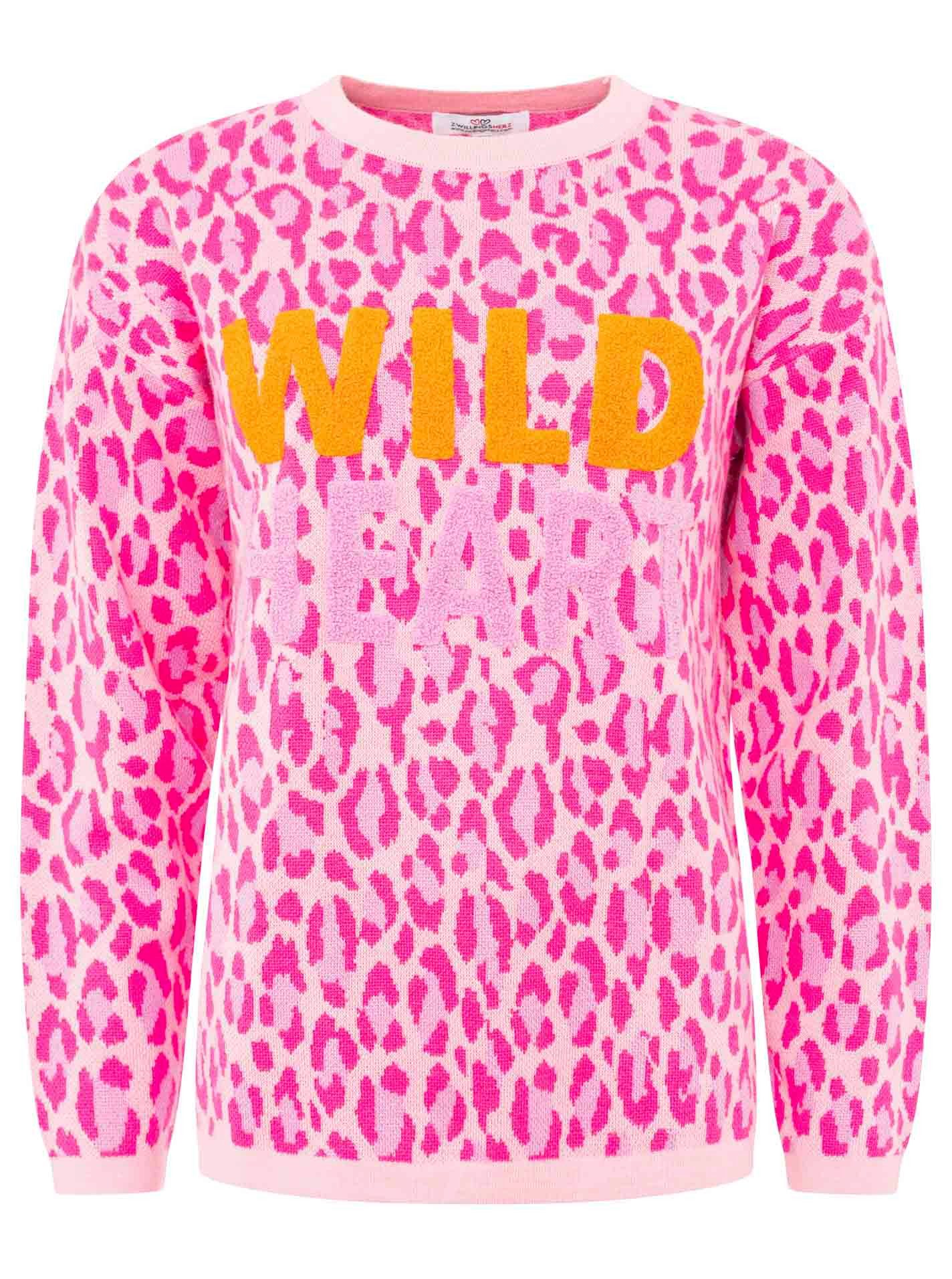 Zwillingsherz Gebreide trui Wild Heart met neon opschrift