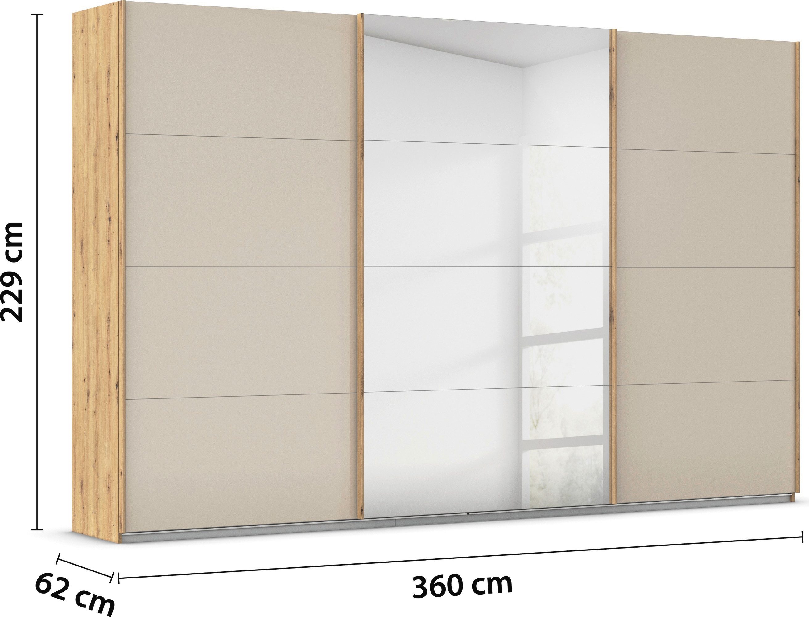 rauch Schuifdeurkast Kledingkasten kast garderobe AGORDO met glazen front doordachte binnenuitrusting, in 4 breedtes en 2 hoogtes made in germany