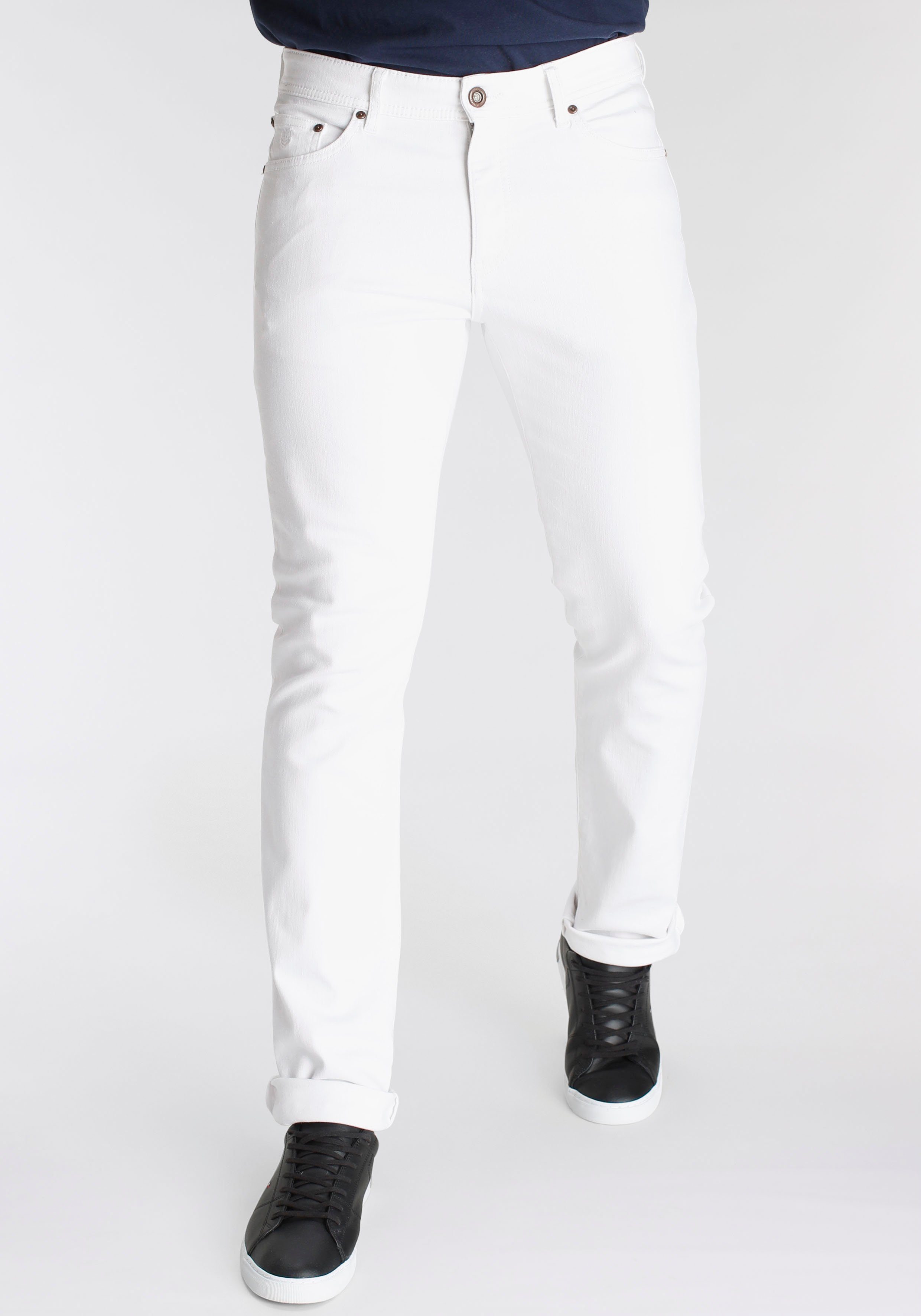DELMAO Stretch jeans "Reed" rechte pijpsnit, used-look-wassing, lage taillehoogte