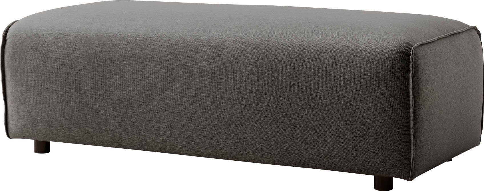 LeGer Home by Lena Gercke Hocker PIARA, poef met biesnaad in cord of linnenlook bij de serie piara, rechthoekig, zwarte voeten, comfortabel zitcomfort