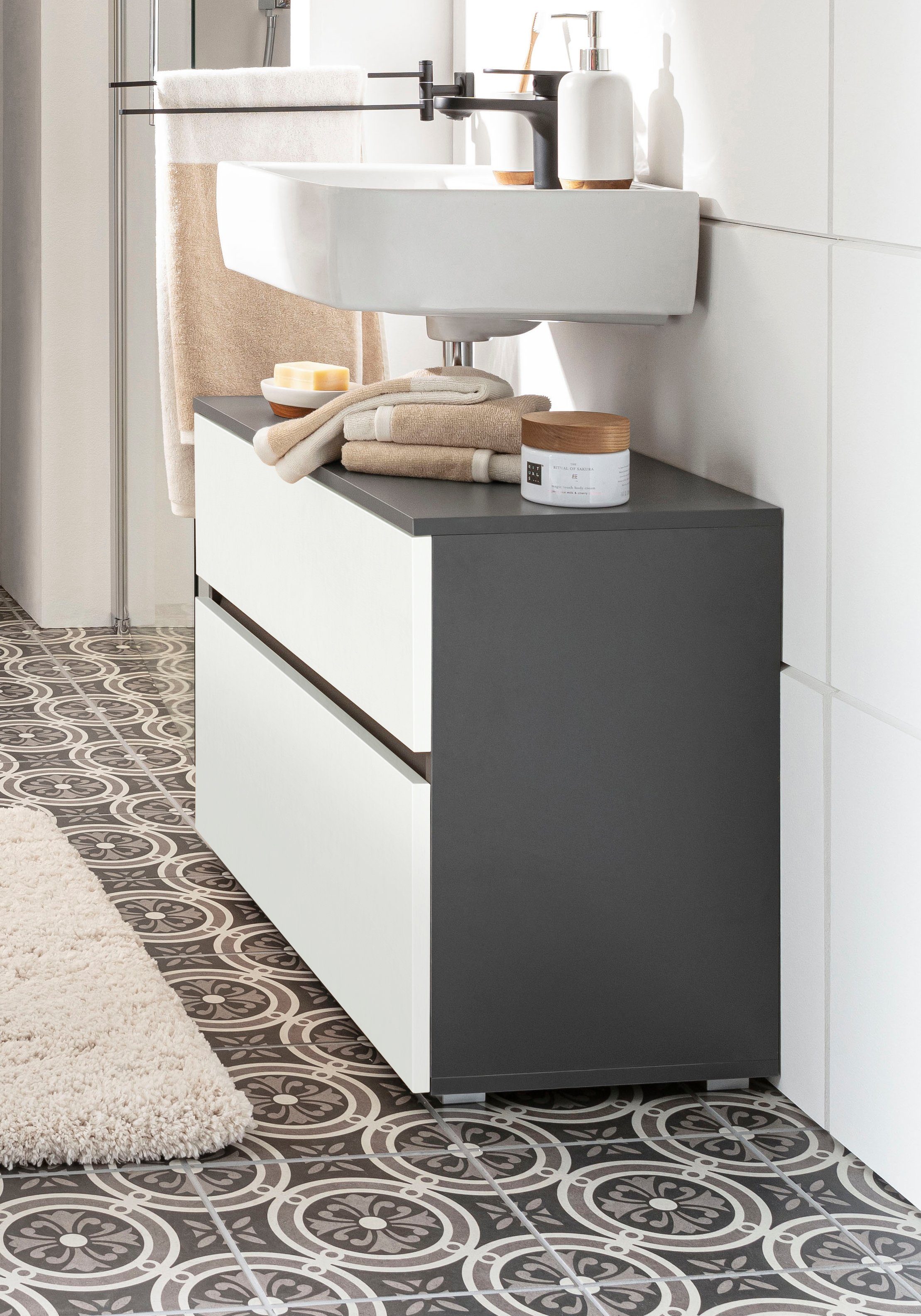 Home affaire Wastafelonderkast Wisla Sifon uitsparing, push-to-open functie, breedte 80 cm, hoogte 55 cm