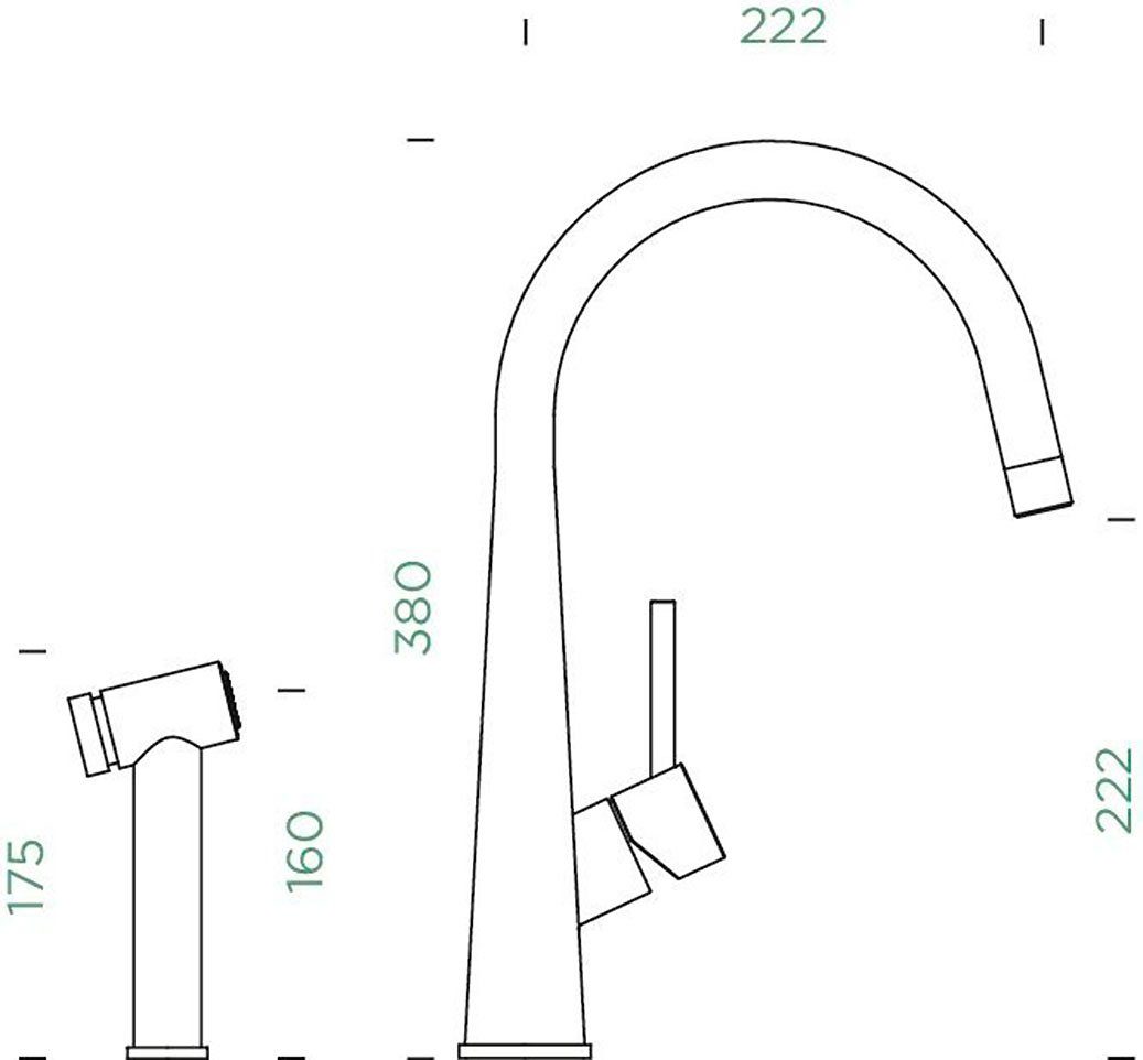Schock Keukenkraan CONOS PRO Feestuitloop, douchefunctie, fluisterperlator, draaibereik 360°