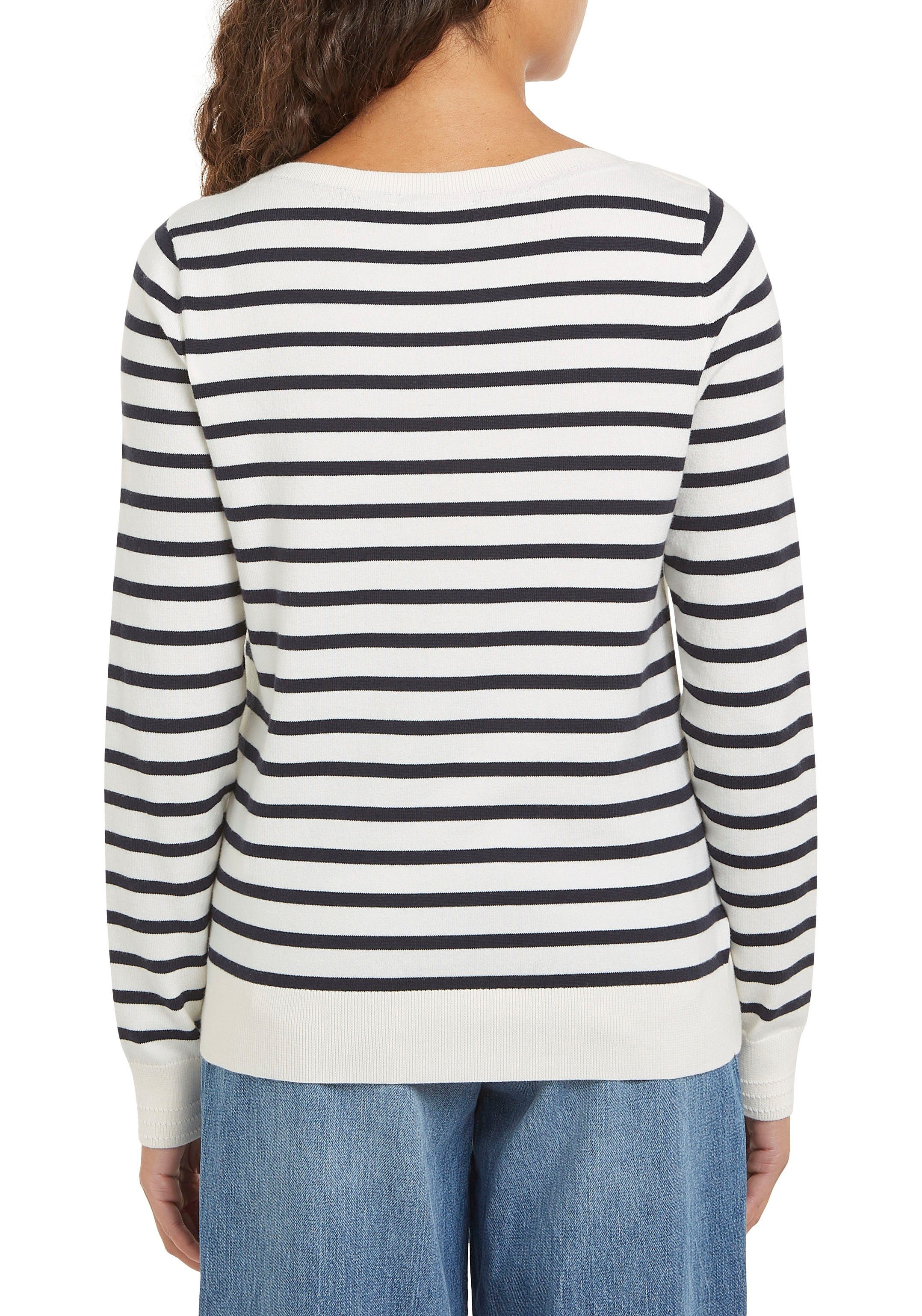 Tommy Hilfiger Gebreide trui CO JERSEY STITCH BOAT-NK SWEATER met -merklabel op de mouw