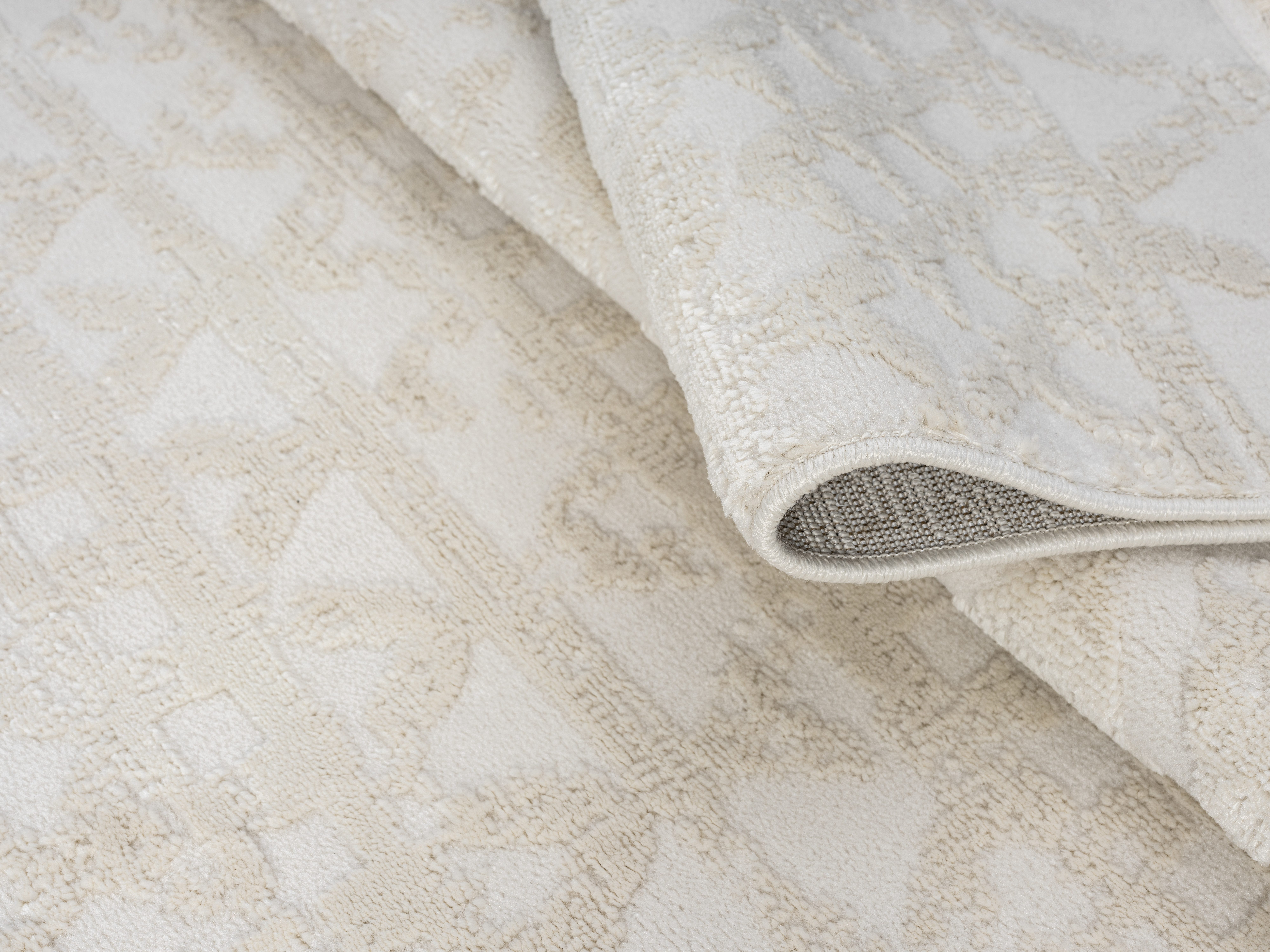 my home Vloerkleed Ribeyret met franjes, hoog-laag structuur, wol-look, boho-stijl, woonkamer