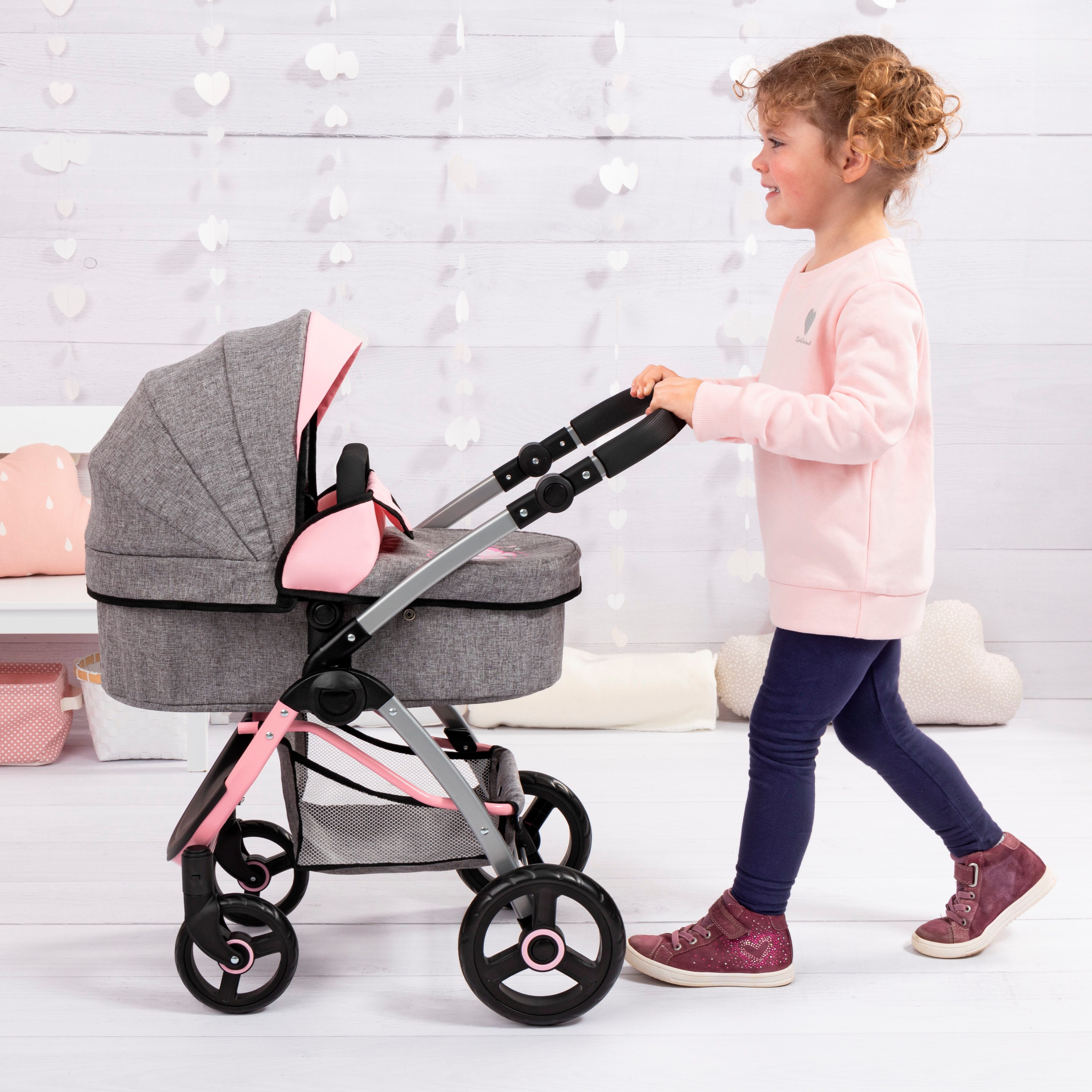 Bayer Combi-poppenwagen City Max grijs/roze