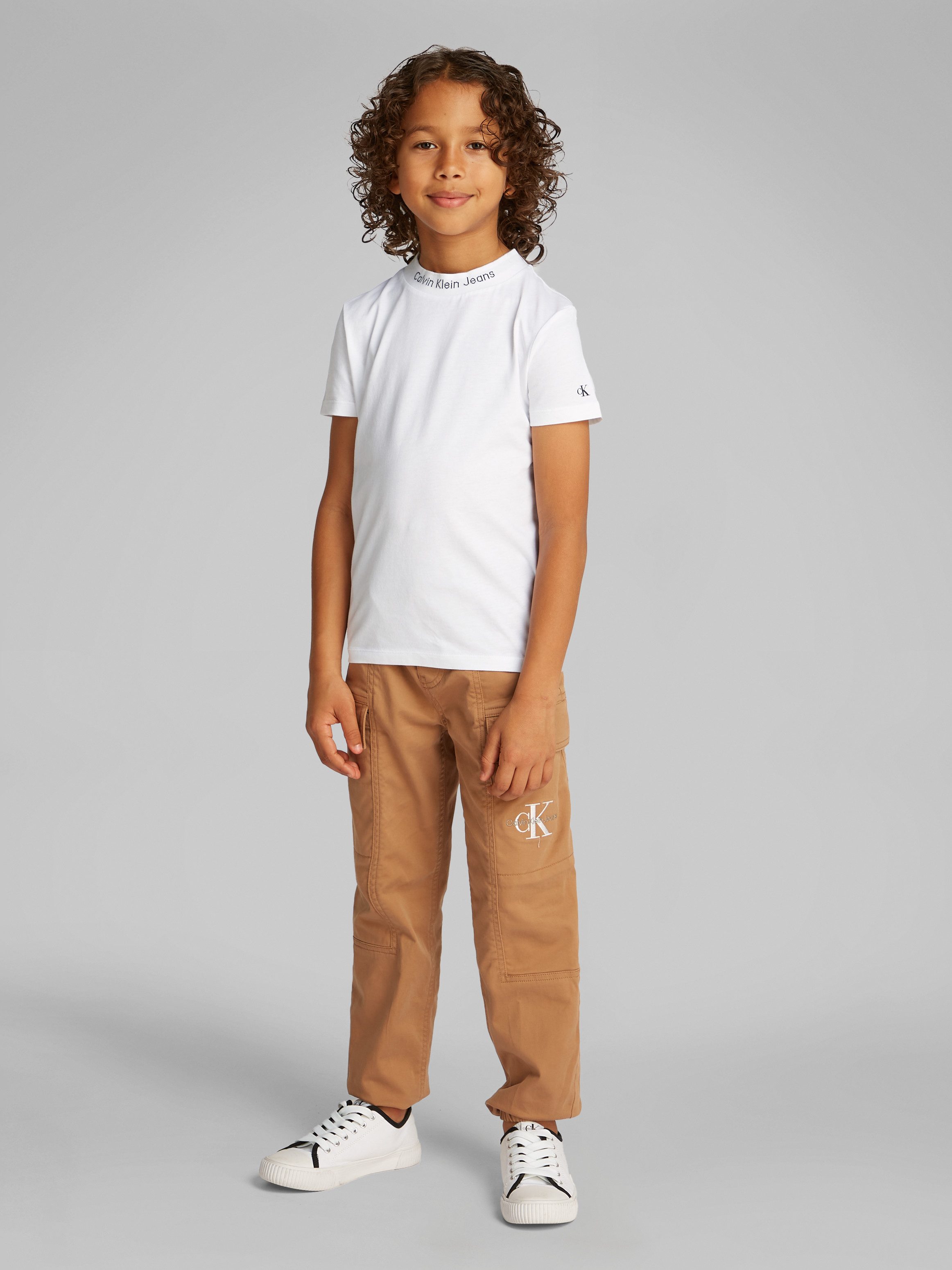 Calvin Klein T-shirt INTARSIA 2-PACK SS T-SHIRT voor kinderen tot 16 jaar, logo-opschrift (set, 2)