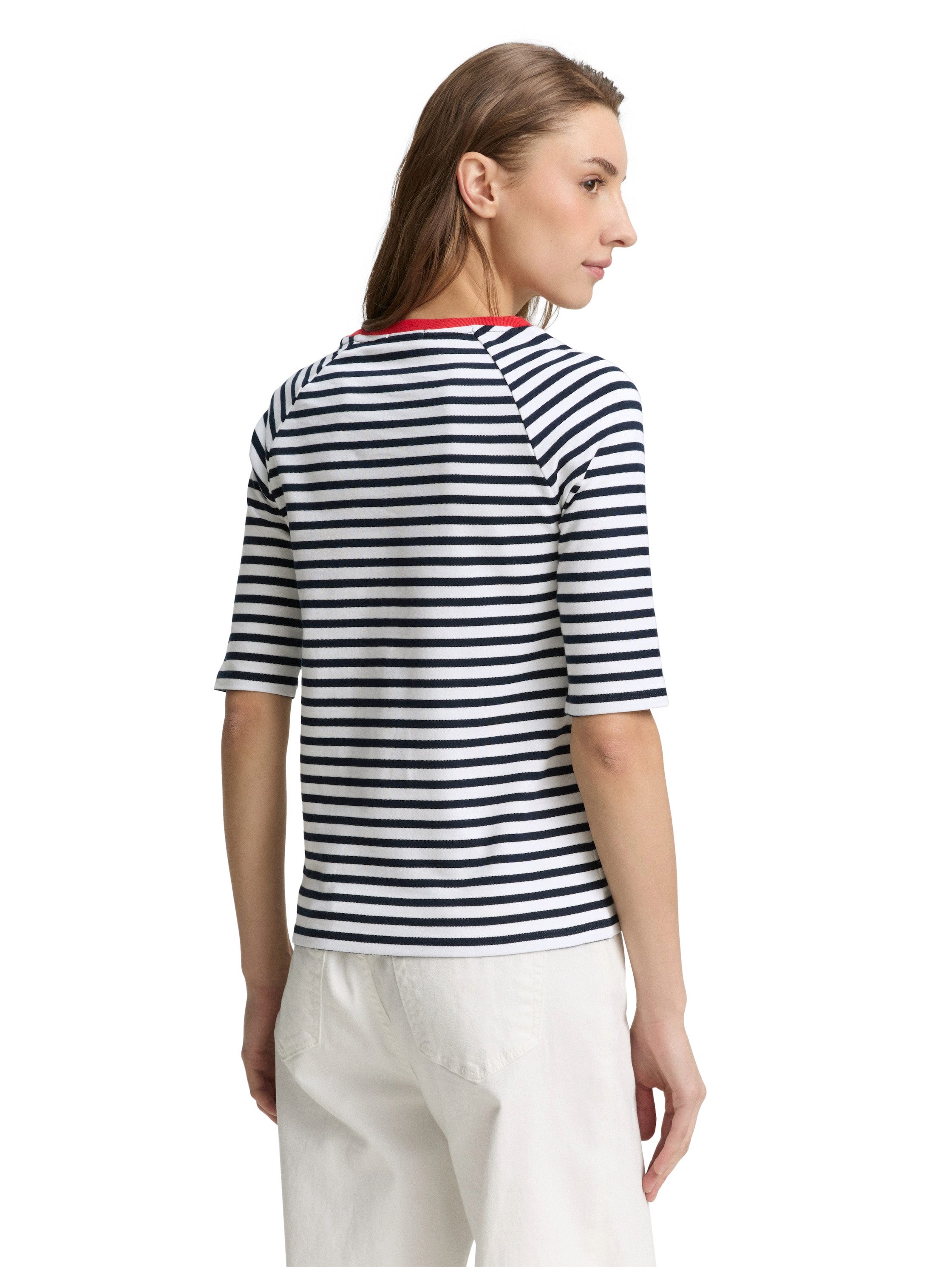 Tom Tailor Denim Shirt met ronde hals met streepmotief