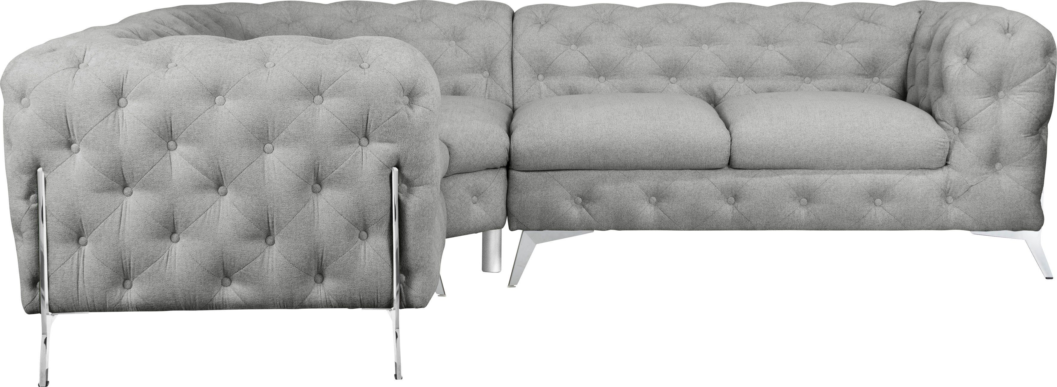 Leonique Chesterfield-bank Amaury L-vorm Chesterfield-look, bxd elk 262 cm, kleur van de poten ter keuze
