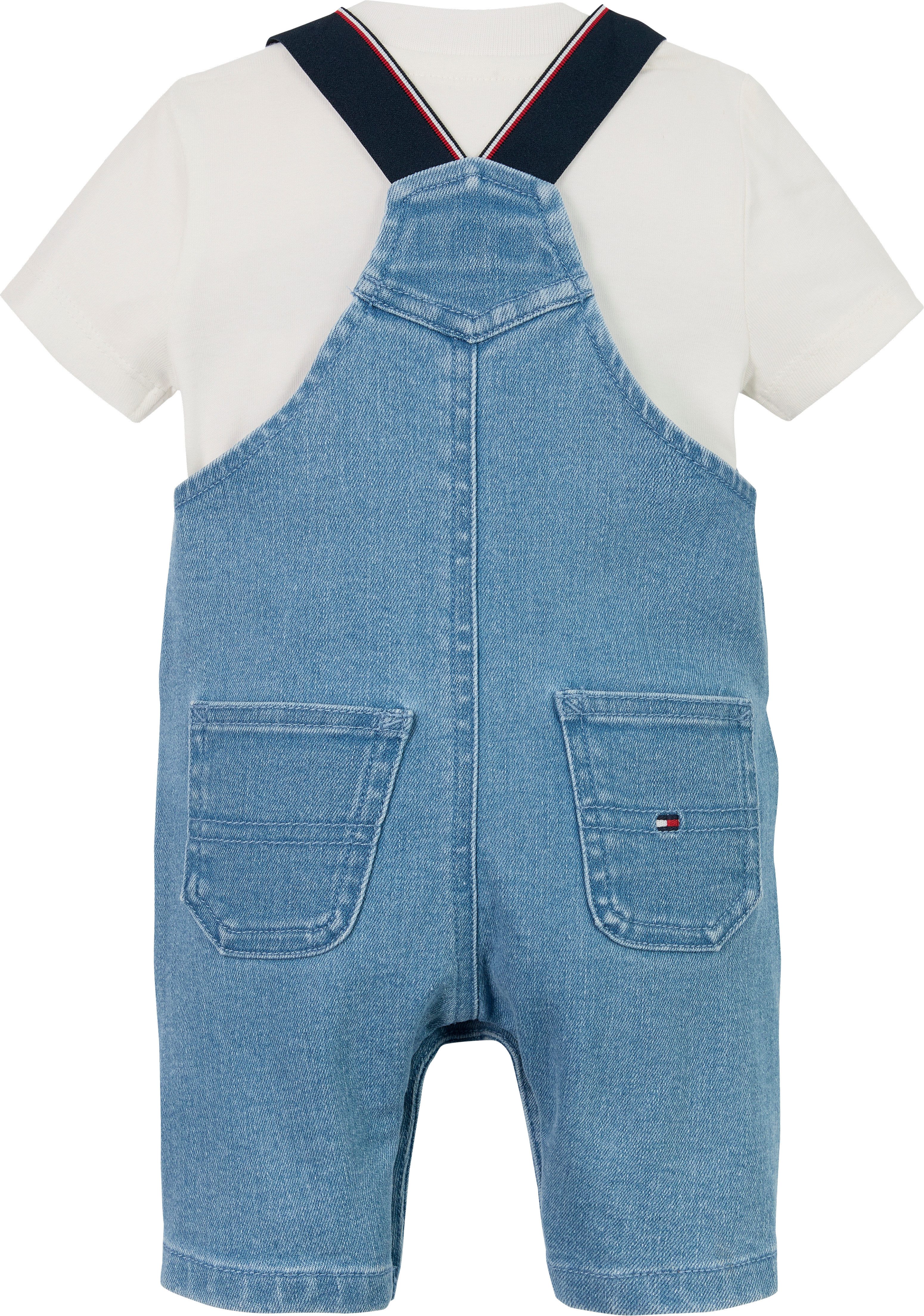 Tommy Hilfiger Shirt broek DENIM DUNGAREE met logostiksel, met knoopsluiting (set, 2)