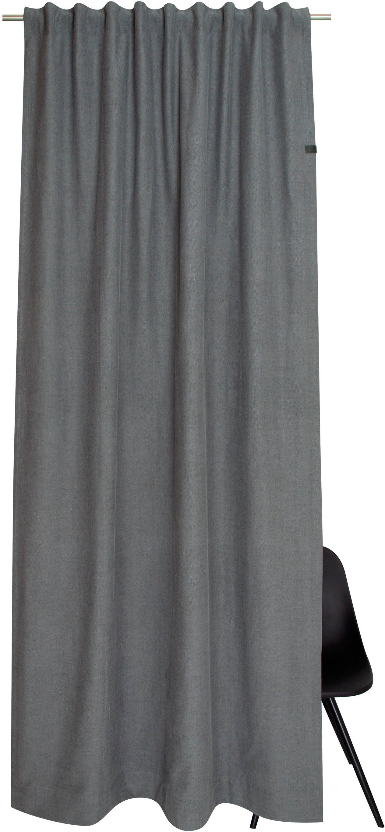 SCHÖNER WOHNEN-KOLLEKTION Gordijn Solo met leren applicatie (1 stuk) kant & klaar gordijnen maat 130 cm x 250 cm grijs