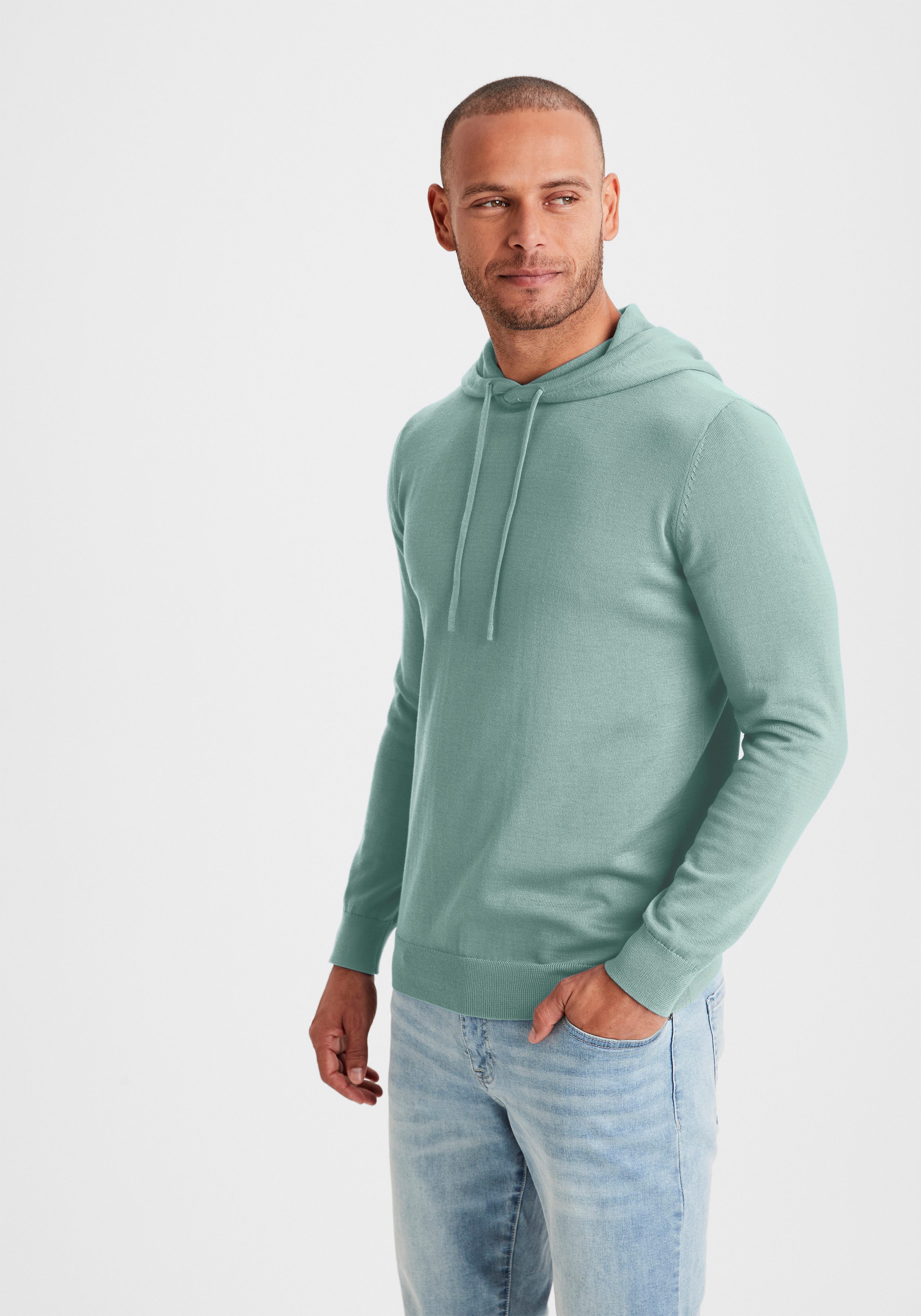 H.I.S Gebreide trui Met capuchon, regular fit Pullover met ronde hals, fijn breiwerk, katoenmix