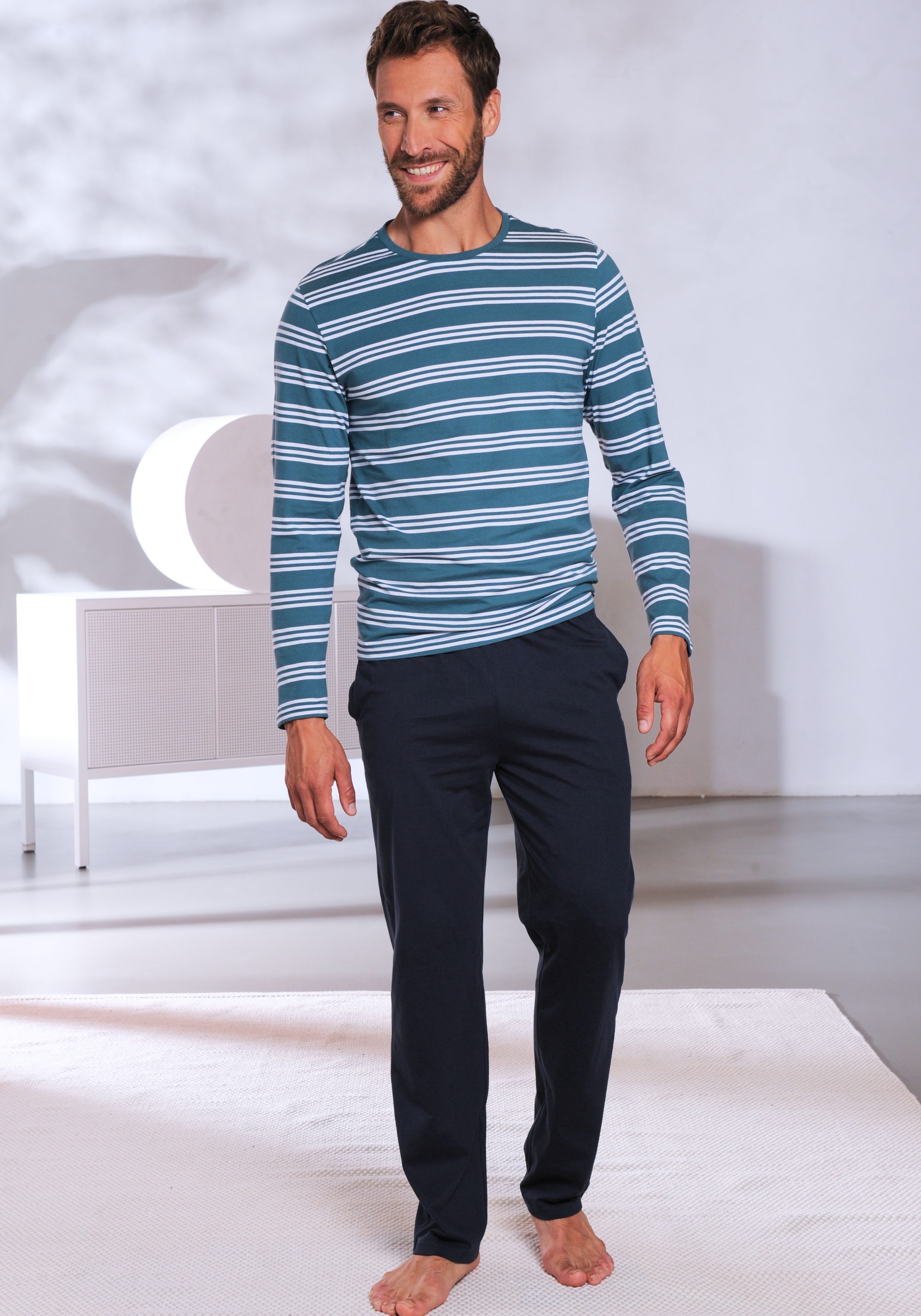 AUTHENTIC LE JOGGER Pyjama Pyjama met gestreepte bovenstukken (4-delig, Set van 2)