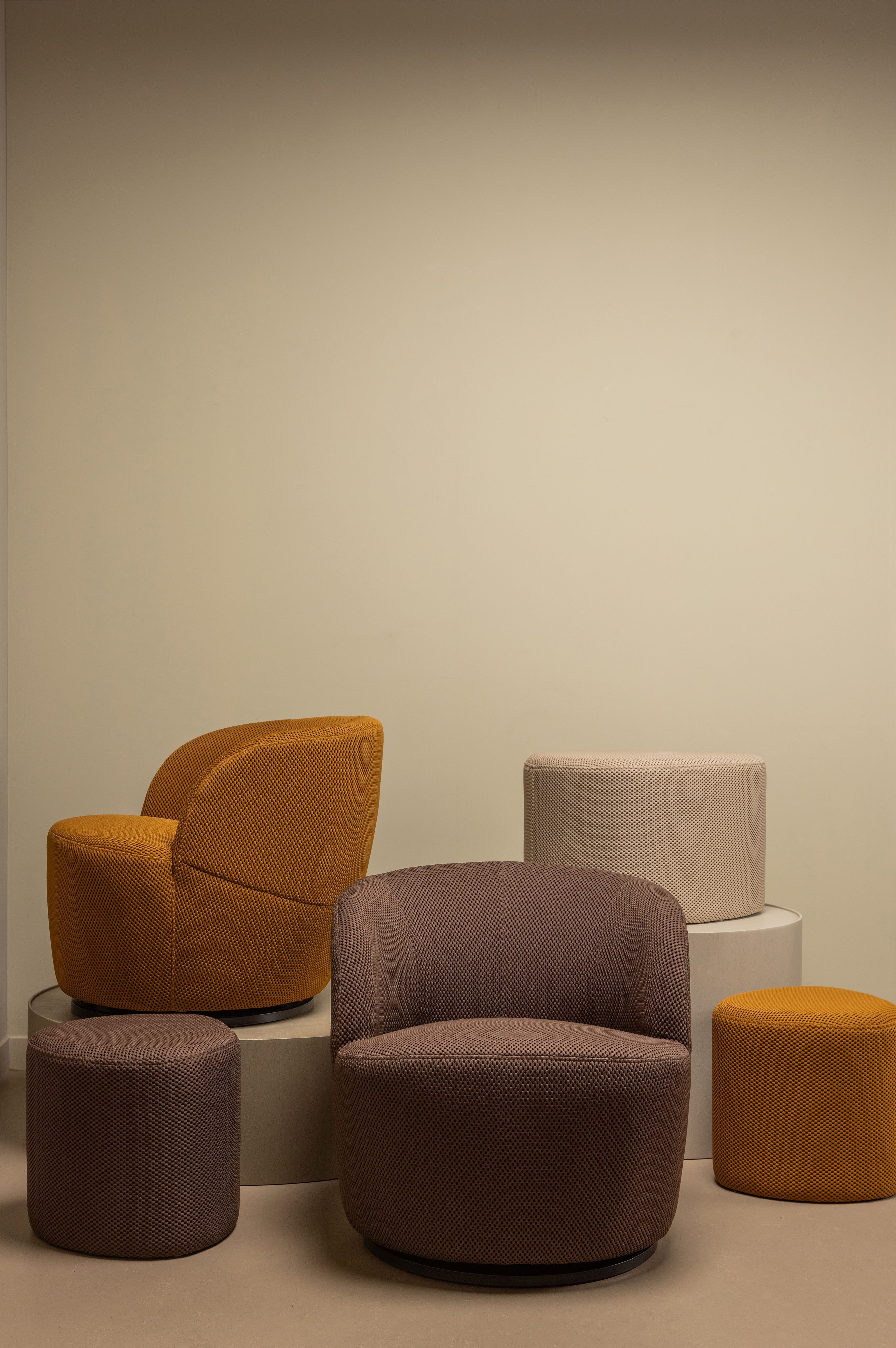 WOOOD Draaibare fauteuil Serra in elke richting draaibaar, ronde vorm, h 68 cm x b 70 cm