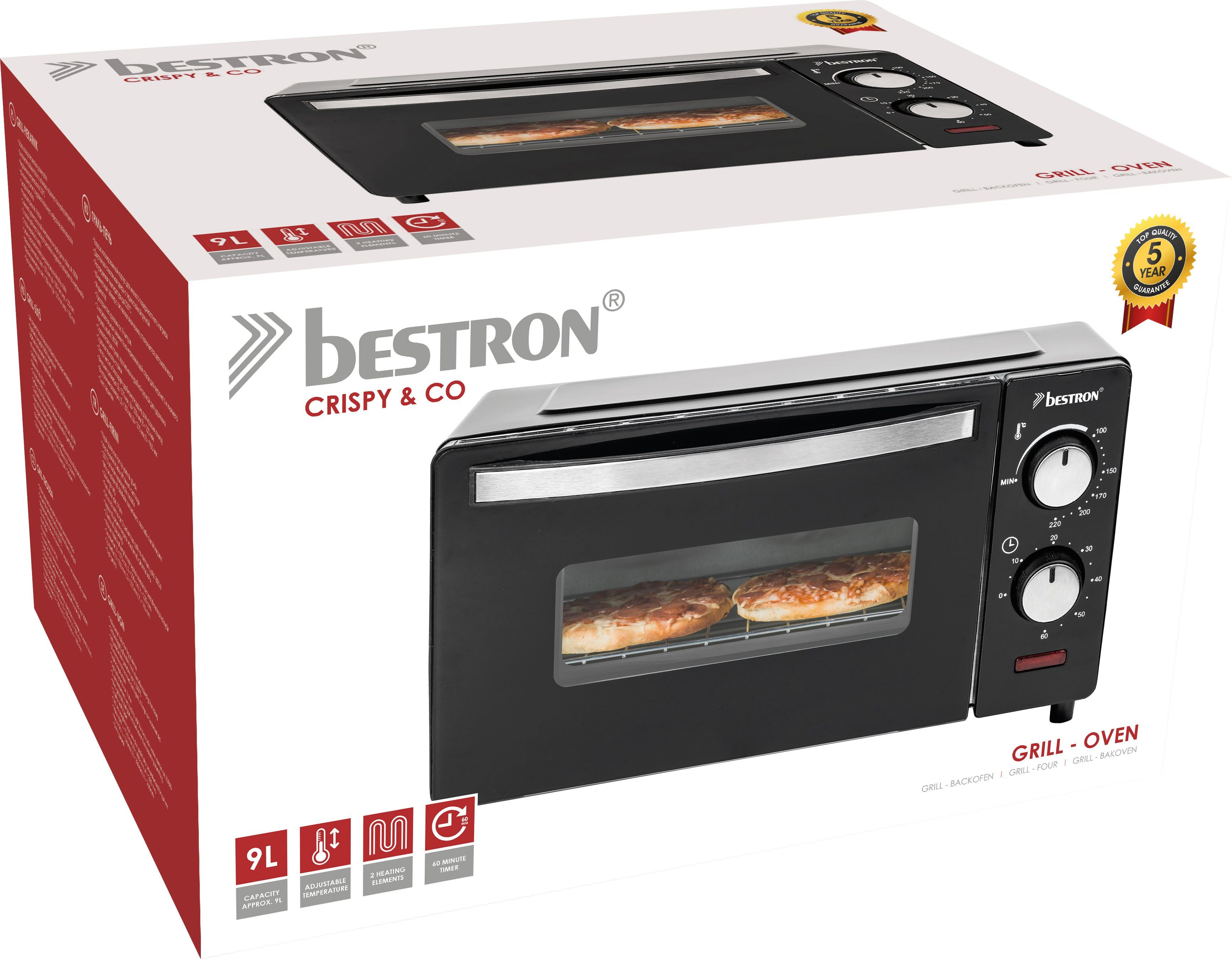 bestron Mini-oven AOV9 kompaktes Gerät