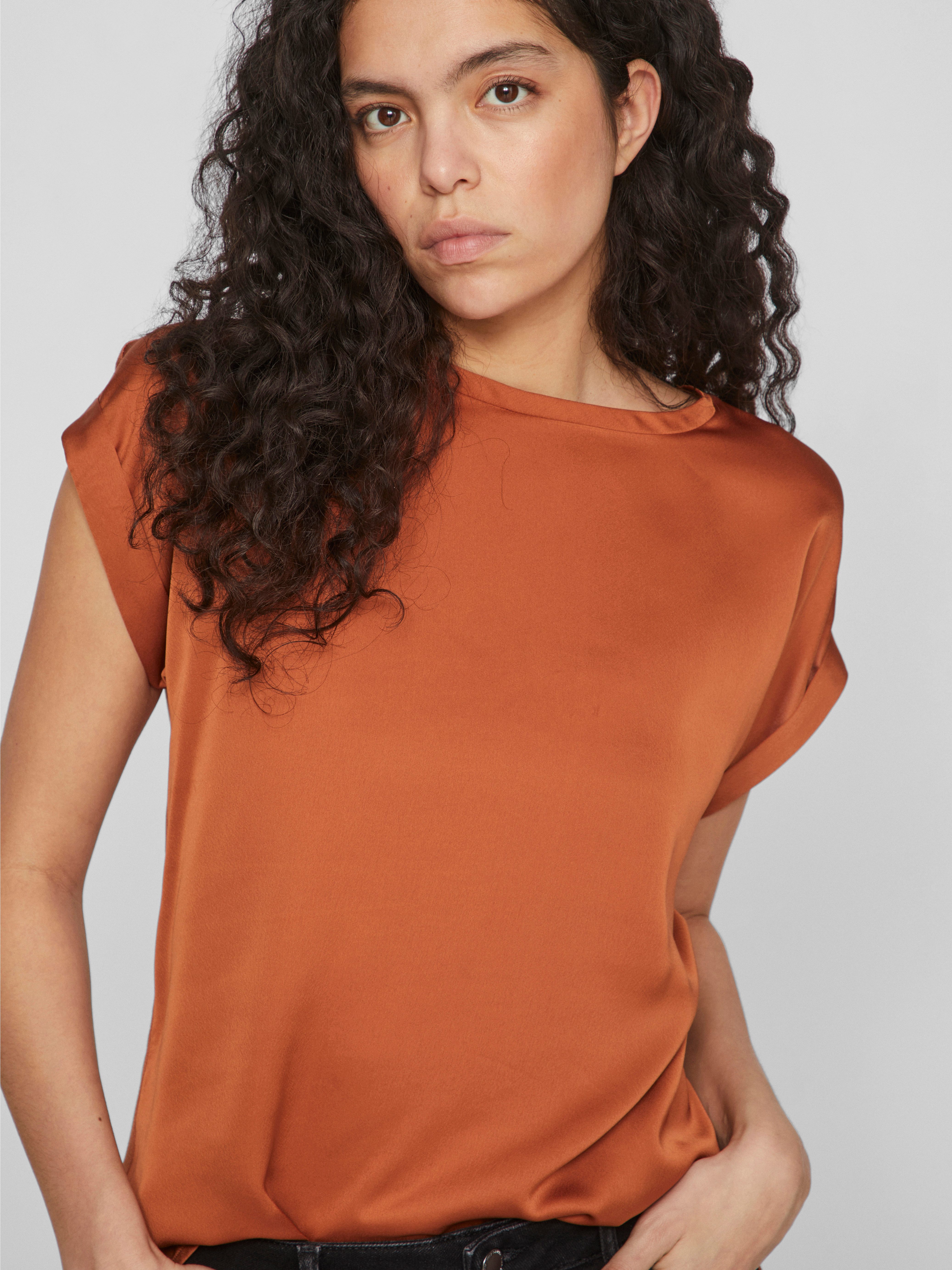 Vila Shirt met korte mouwen VIELLETTE S/S SATIN TOP - NOOS