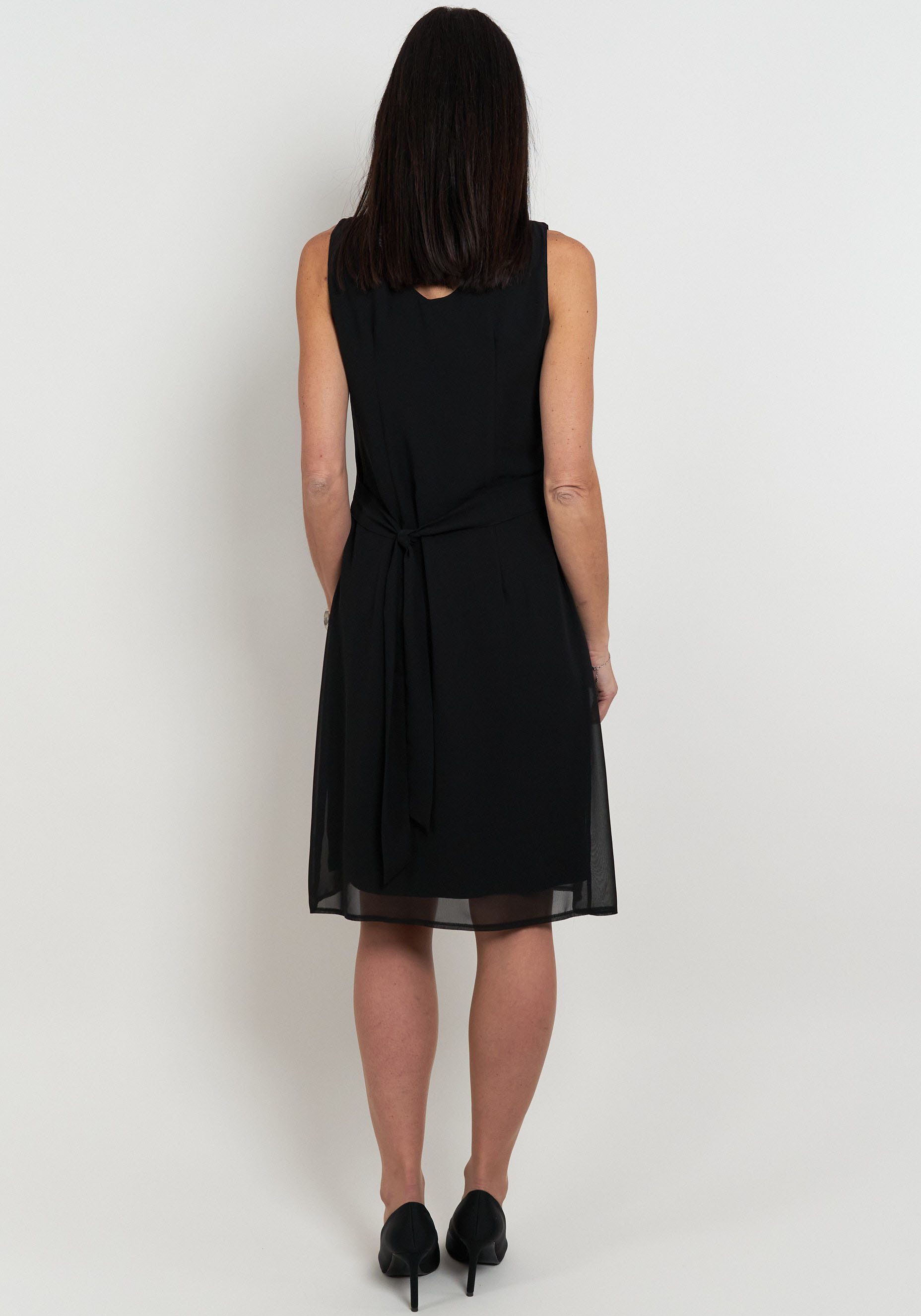 Seidel Moden Chiffon jurk met stoffen riem, made in germany