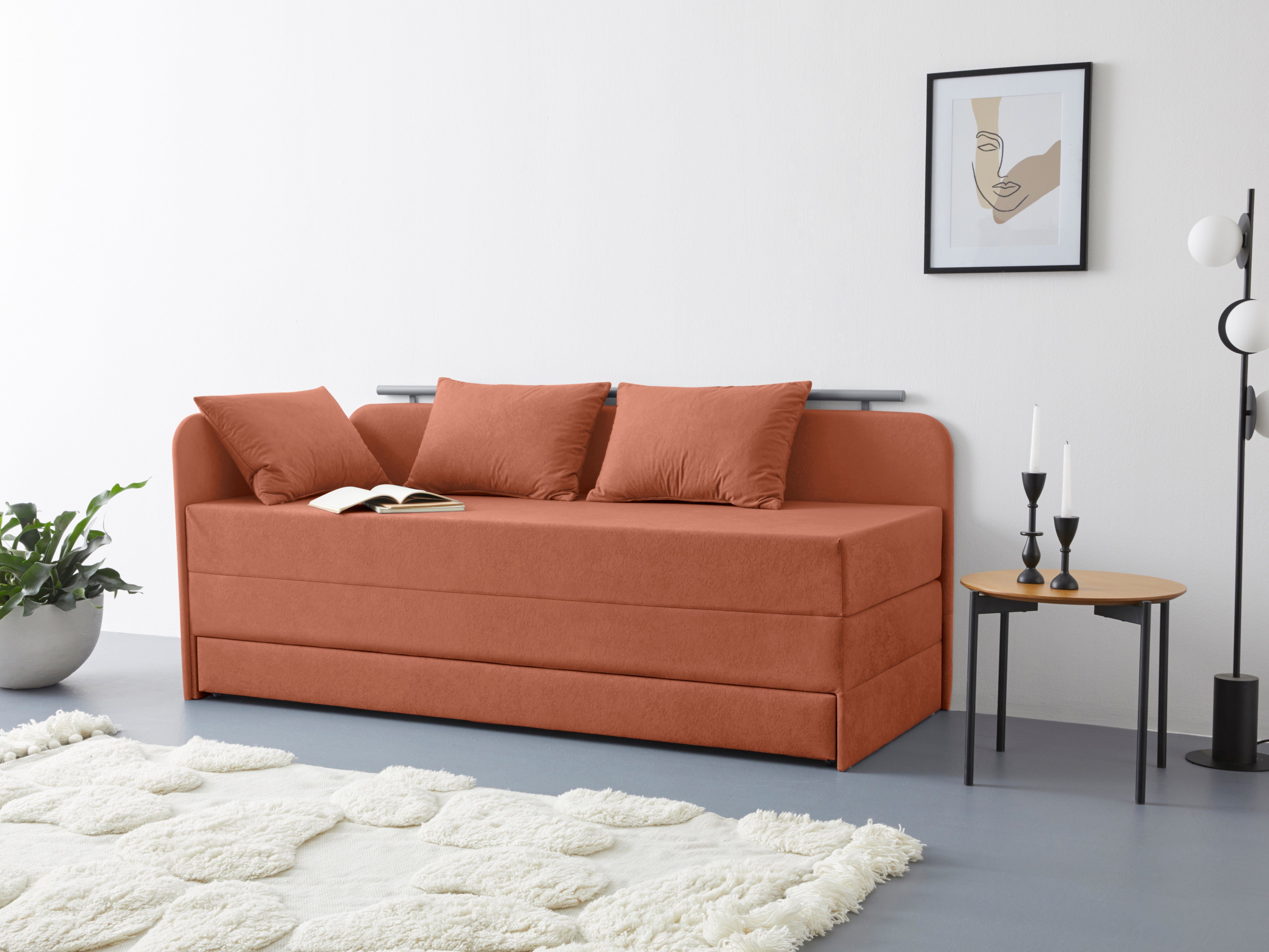 Maintal Bed Diana met bergruimte oranje, slaapbanken, Lighoogte 55 cm