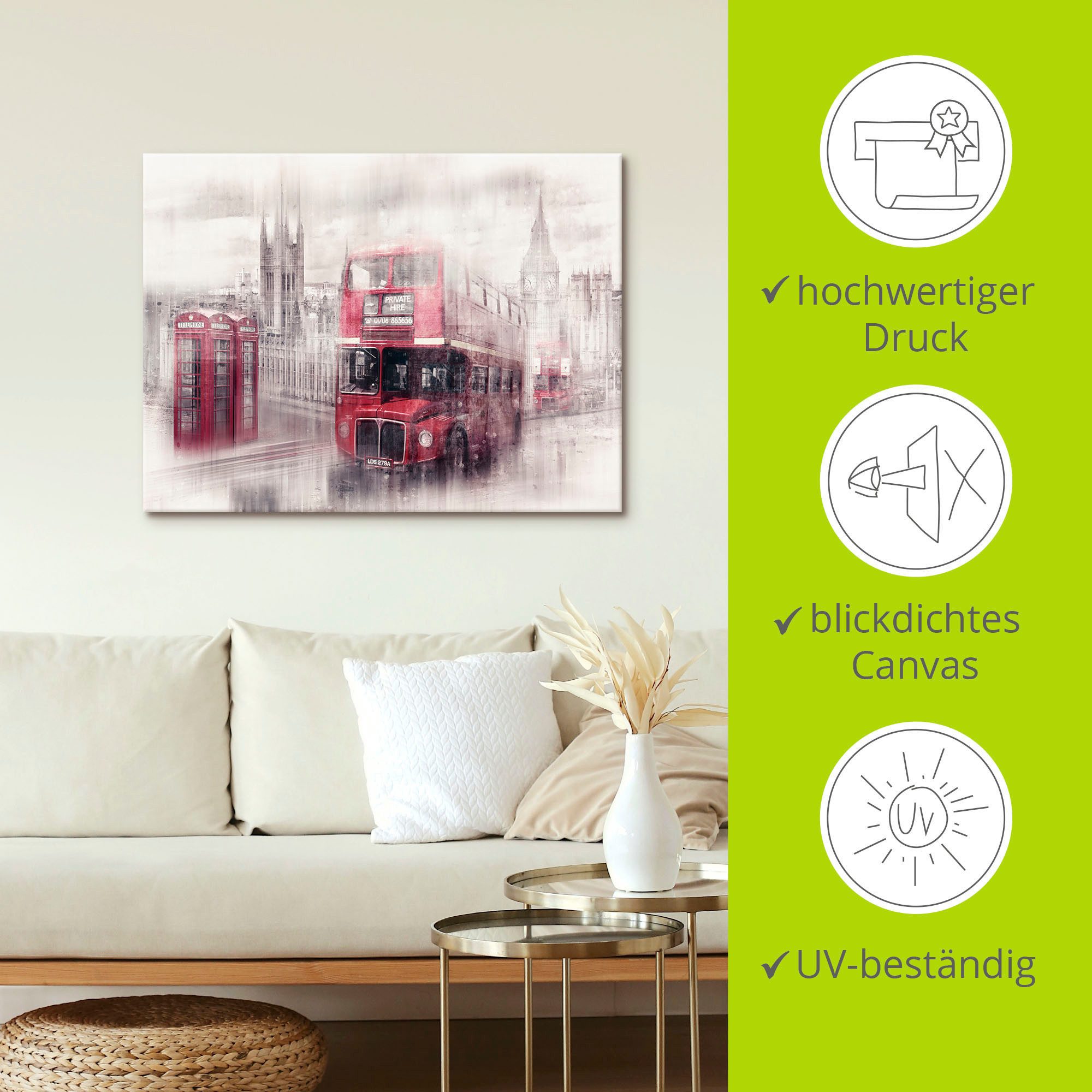 Artland Artprint Londen Westminster collage als artprint op linnen, poster in verschillende formaten maten