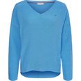 tommy hilfiger gebreide trui hayana detail v-nk sweater met stijlvolle tommy hilfiger-logo flag blauw