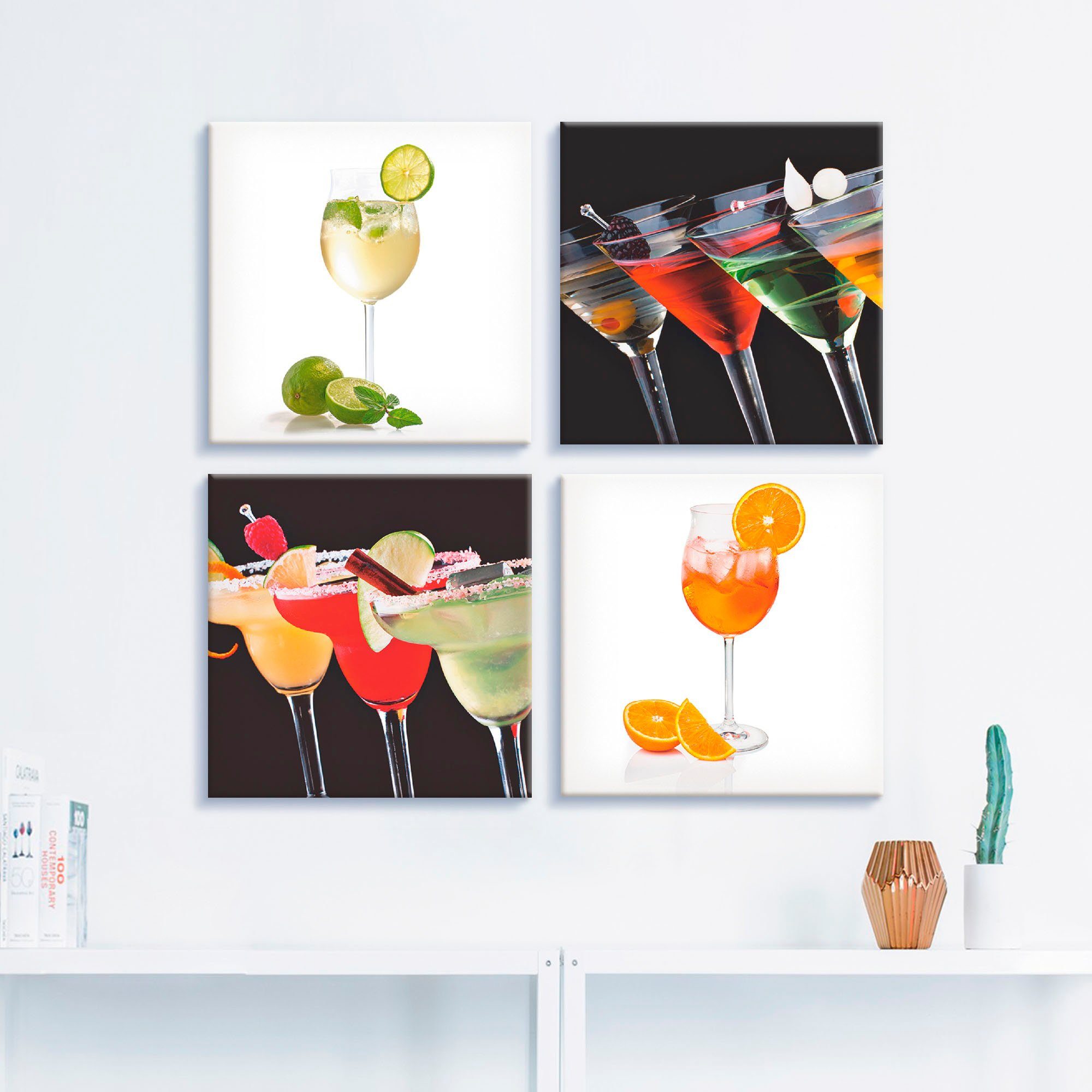 Artland Artprint op linnen Hugo Martinis Margaritas Aperol Spritz (4-delig)