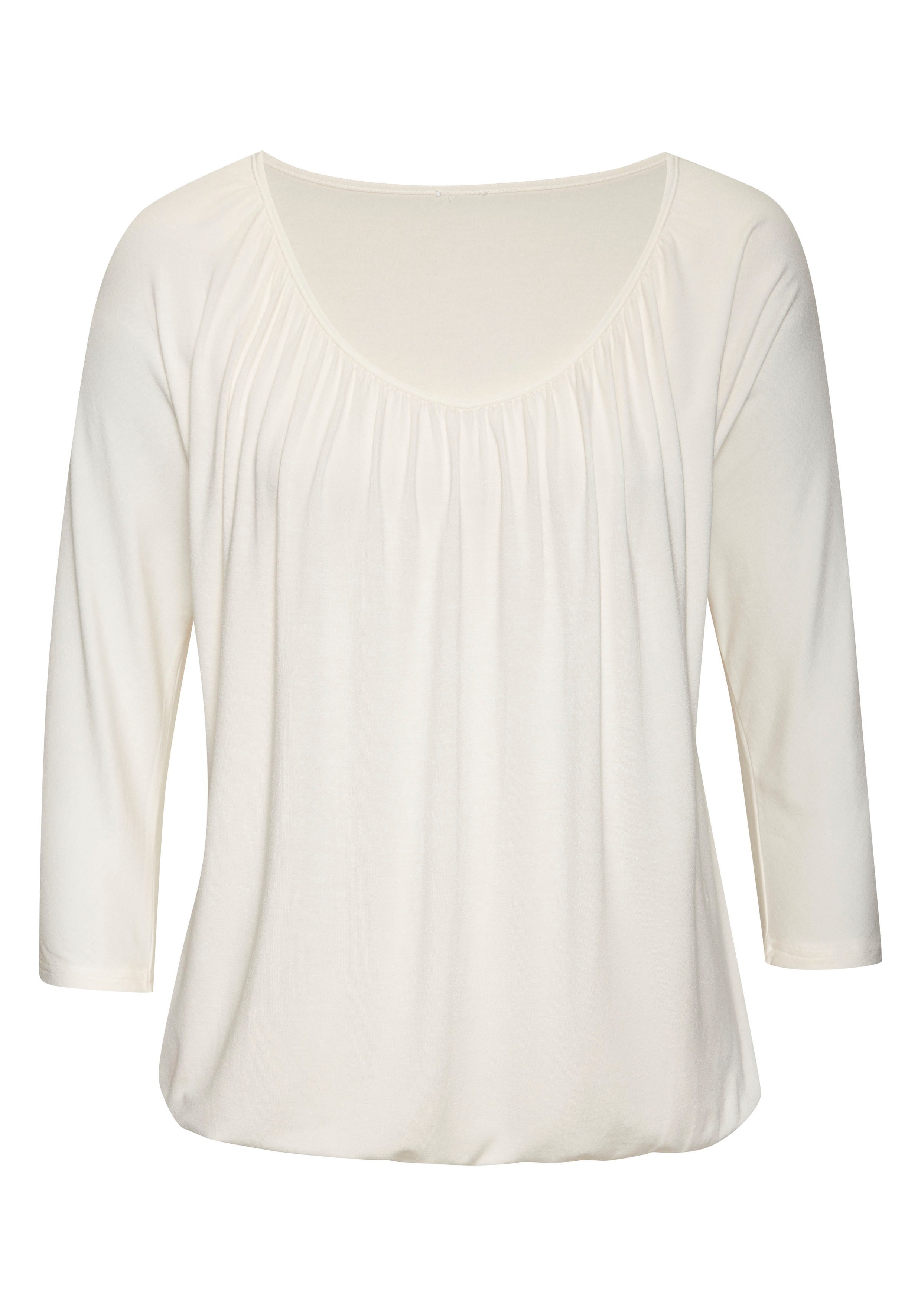 Lascana Shirt met 3/4 mouwen Met fijne plooien bij de hals